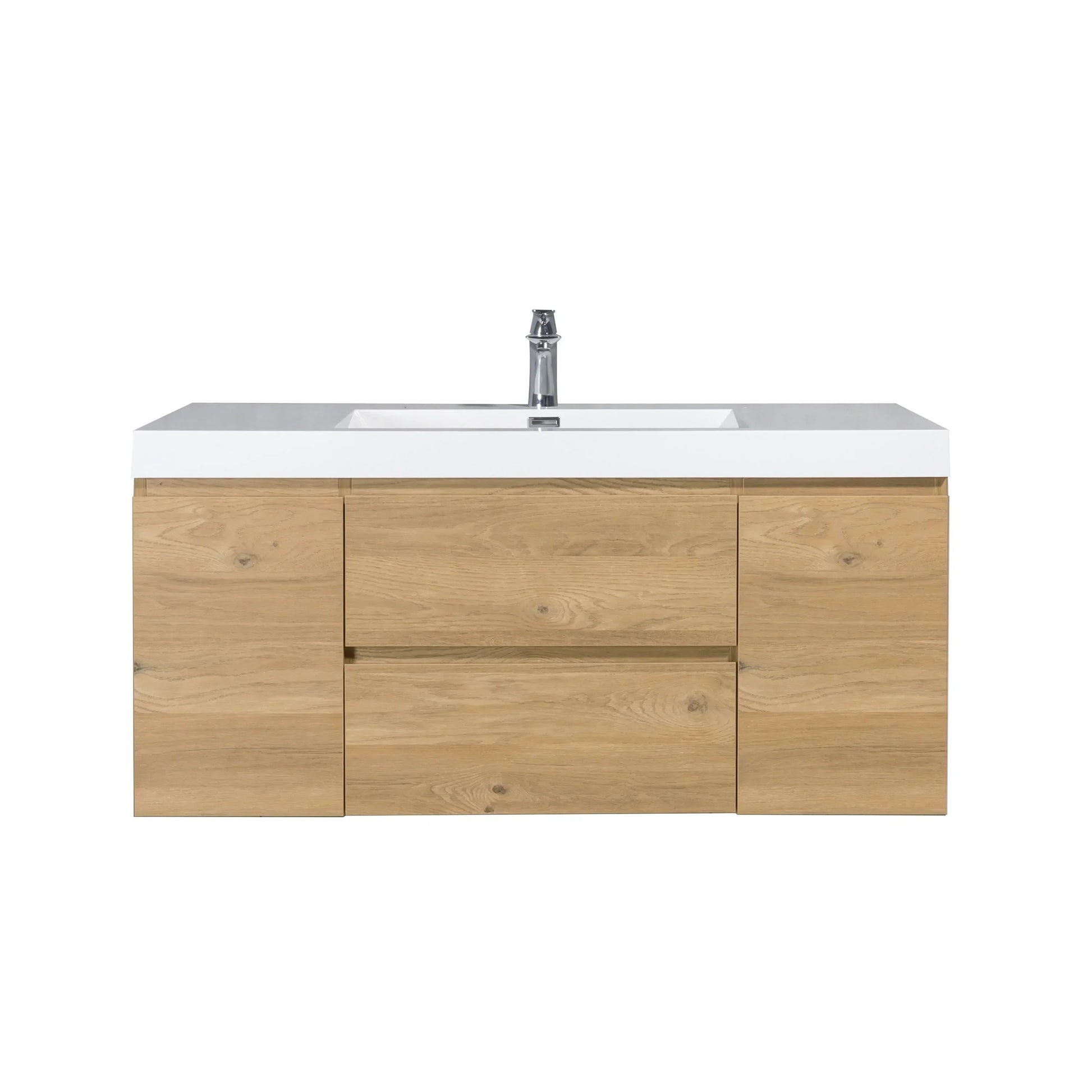 48" Rough Oak Wall Mount Single Sink Bathroom Vanity with White Polymarble Countertop-Migration_Bathroom Vanities-DECOROLALA
