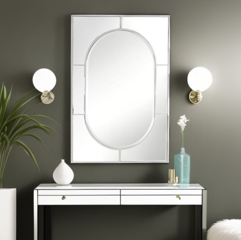 48" Silver Metal Framed Accent Mirror-Mirrors-DECOROLALA