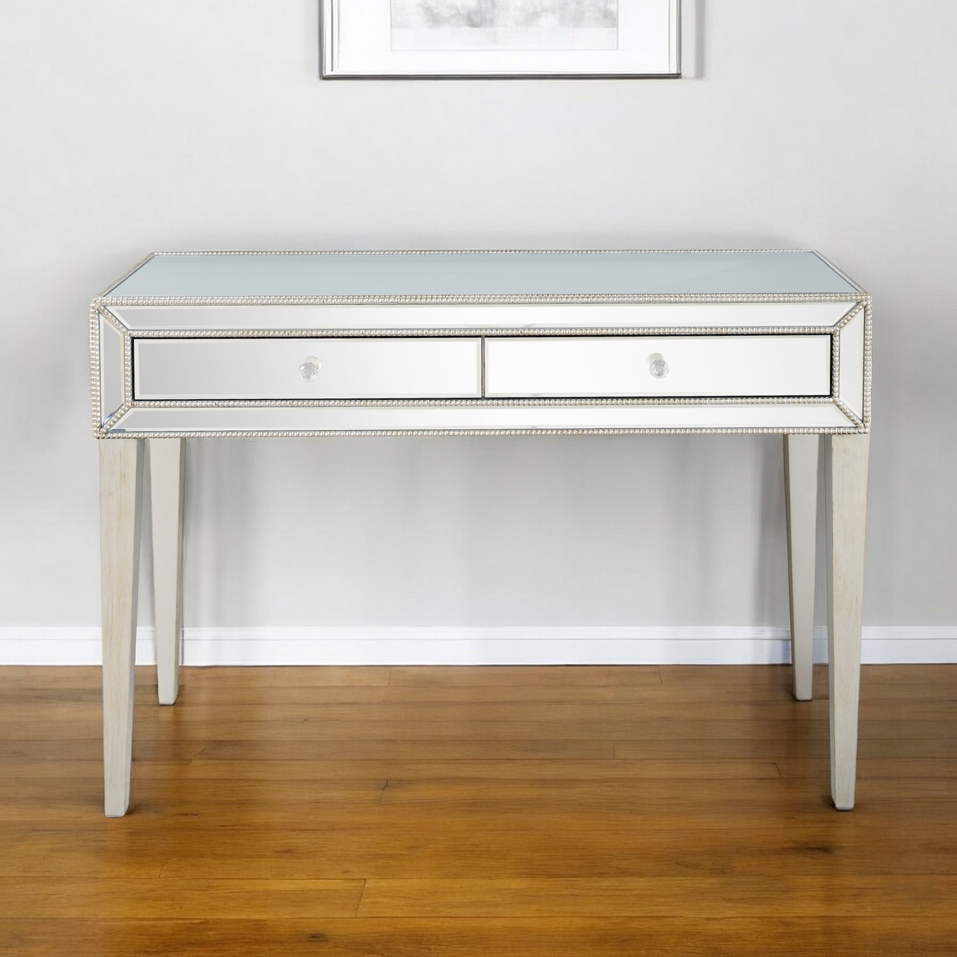 48" Silver Mirrored Glass Console Table-Console Tables-DECOROLALA