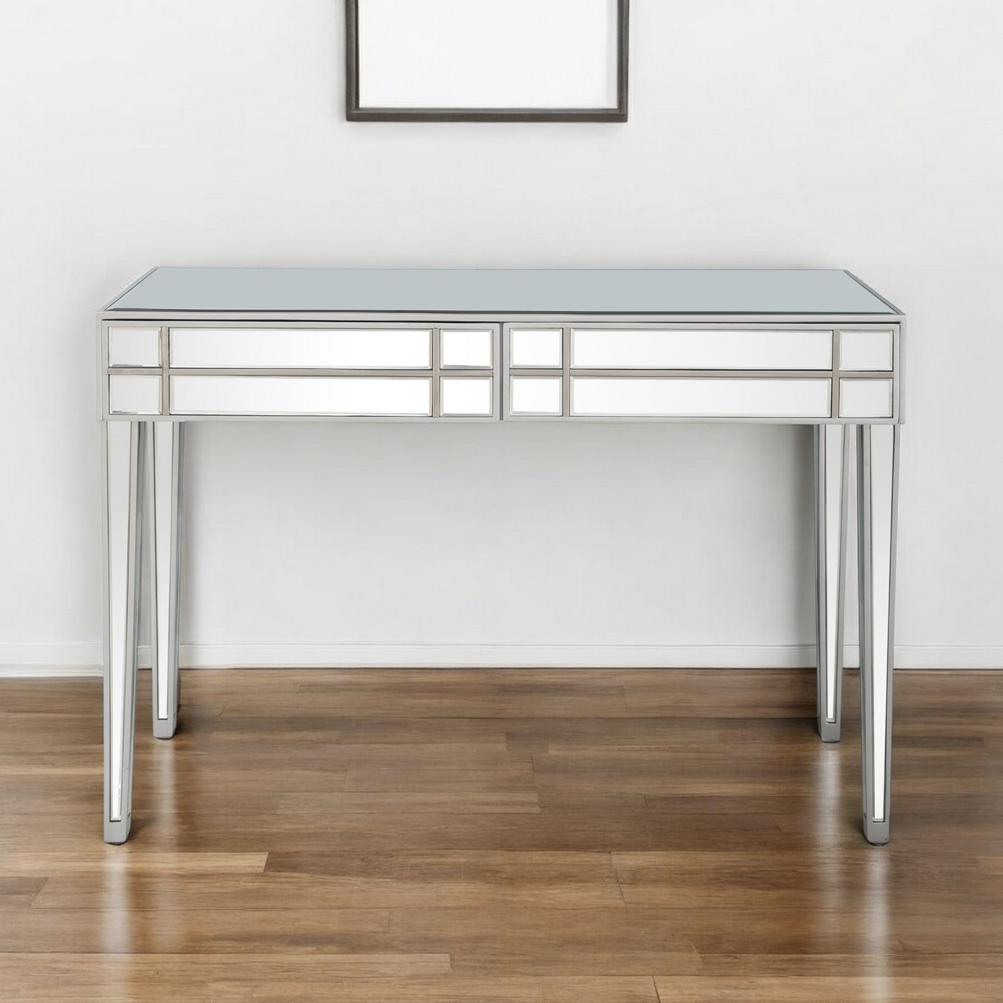 48" Silver Mirrored Glass Console Table-Console Tables-DECOROLALA