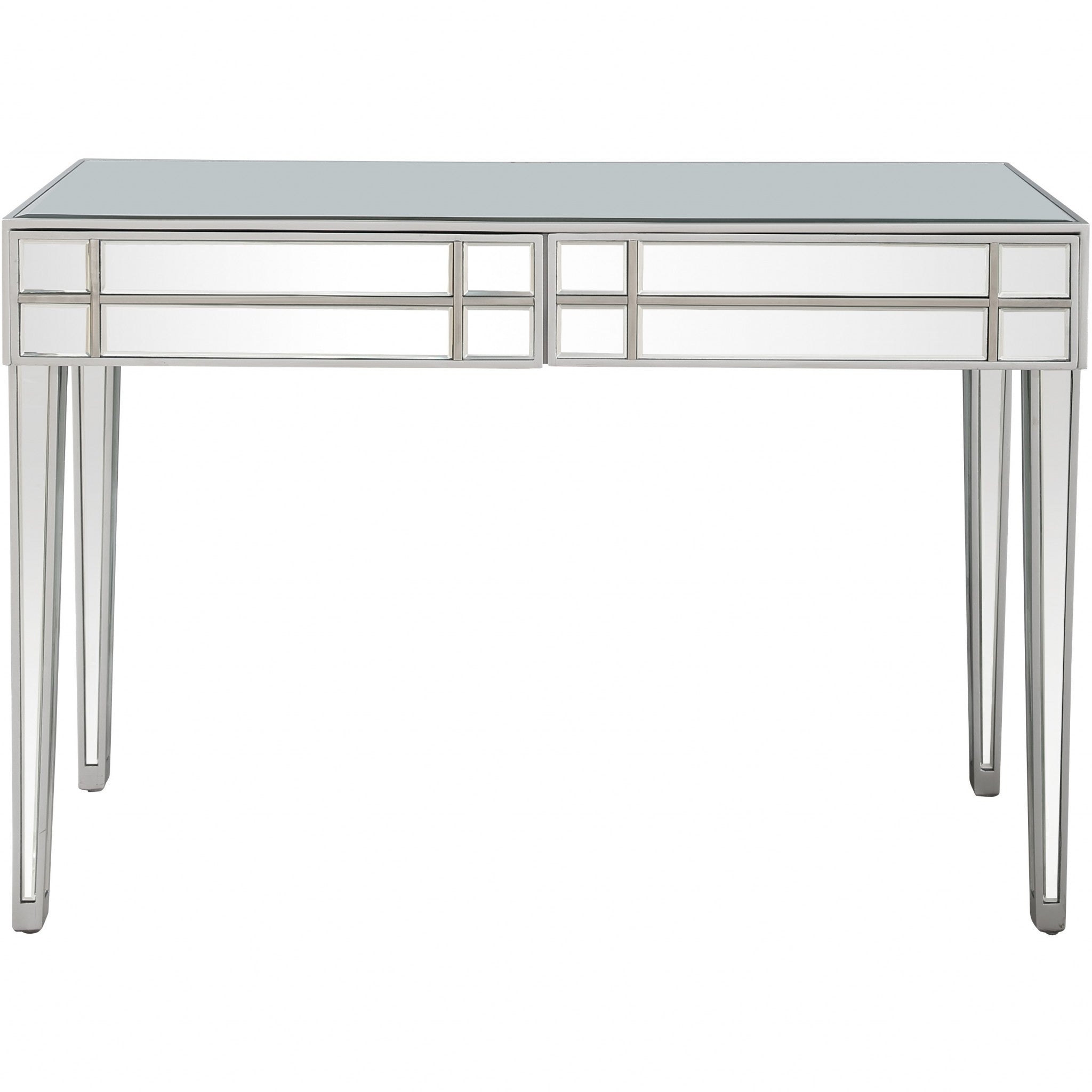 48" Silver Mirrored Glass Console Table-Console Tables-DECOROLALA