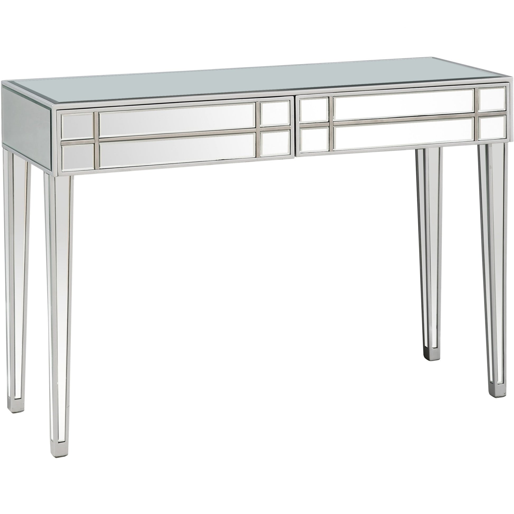 48" Silver Mirrored Glass Console Table-Console Tables-DECOROLALA