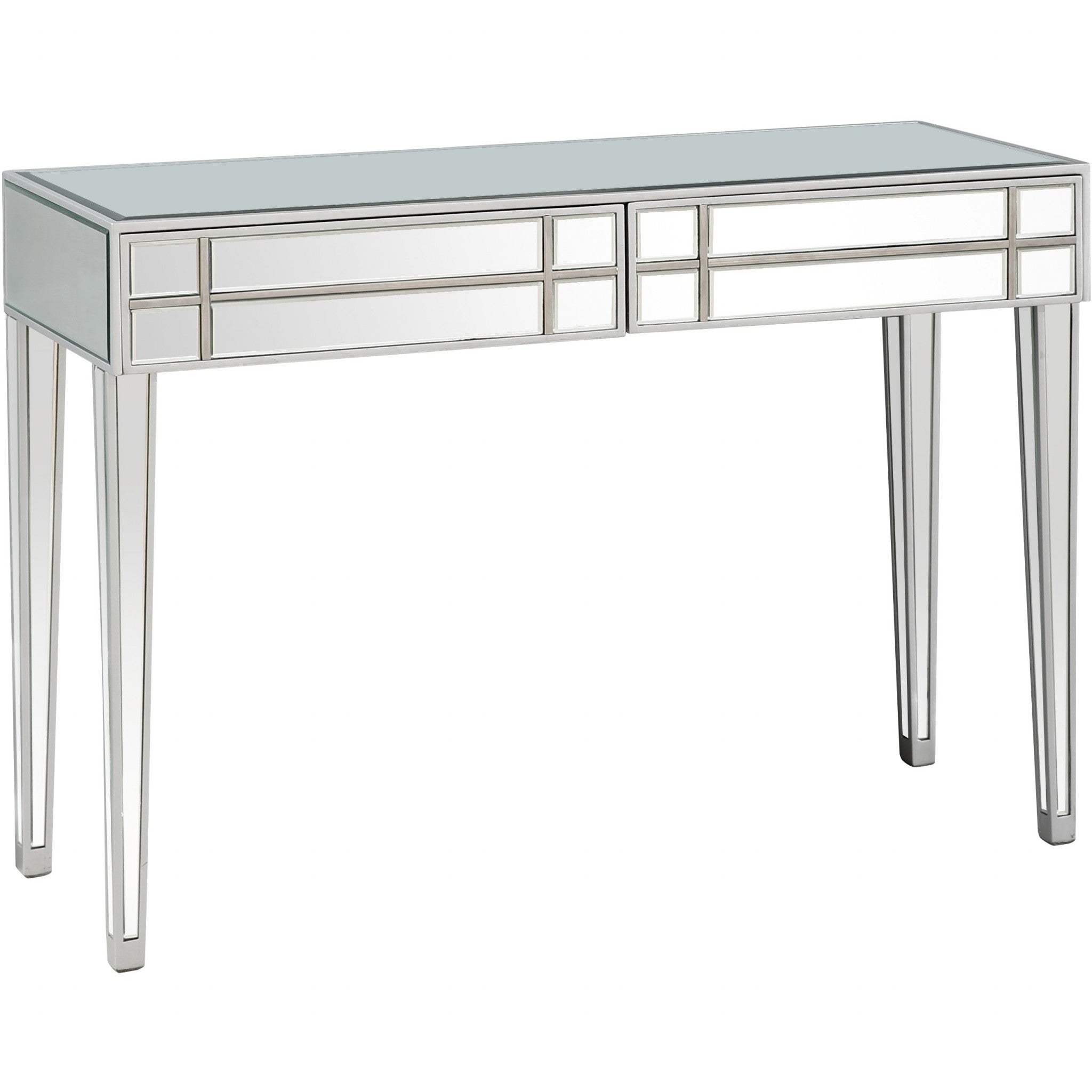 48" Silver Mirrored Glass Console Table-Console Tables-DECOROLALA
