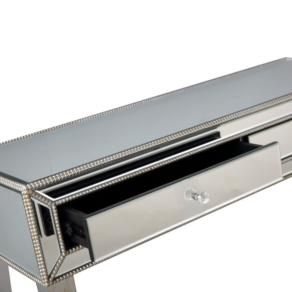 48" Silver Mirrored Glass Console Table-Console Tables-DECOROLALA