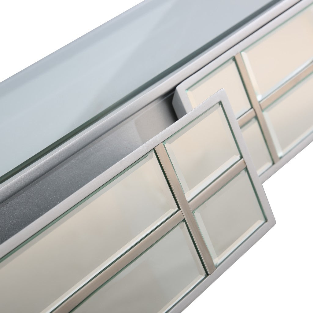 48" Silver Mirrored Glass Console Table-Console Tables-DECOROLALA