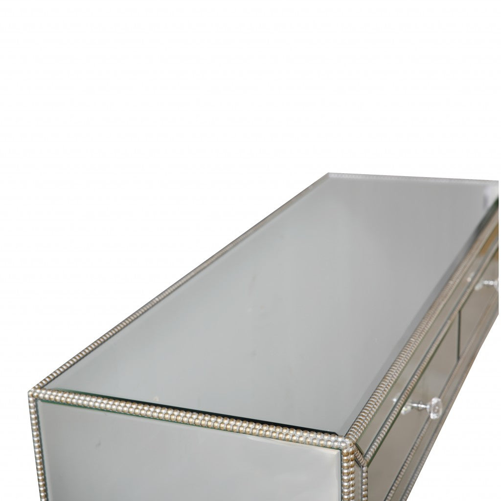 48" Silver Mirrored Glass Console Table-Console Tables-DECOROLALA