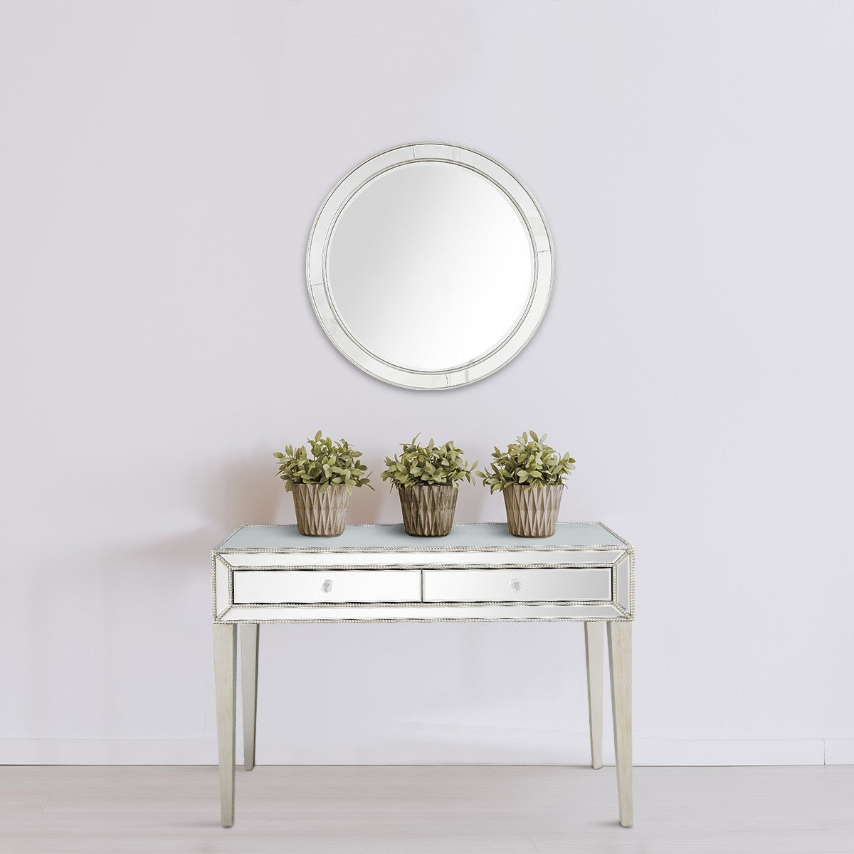 48" Silver Mirrored Glass Console Table-Console Tables-DECOROLALA