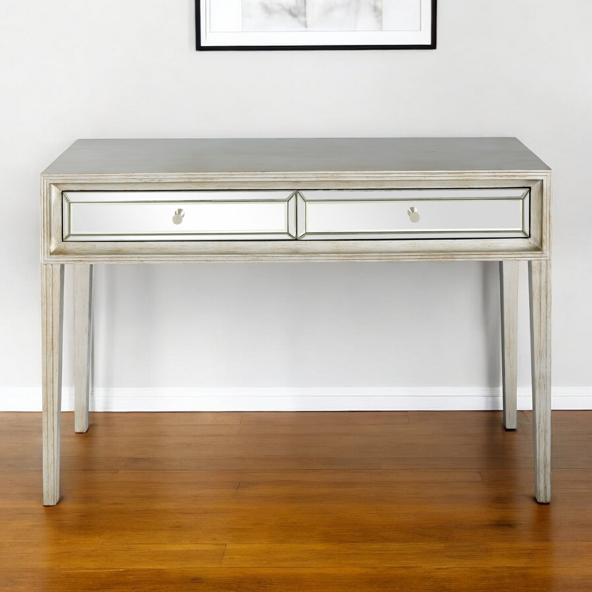 48" Silver Mirrored Glass Console Table-Console Tables-DECOROLALA