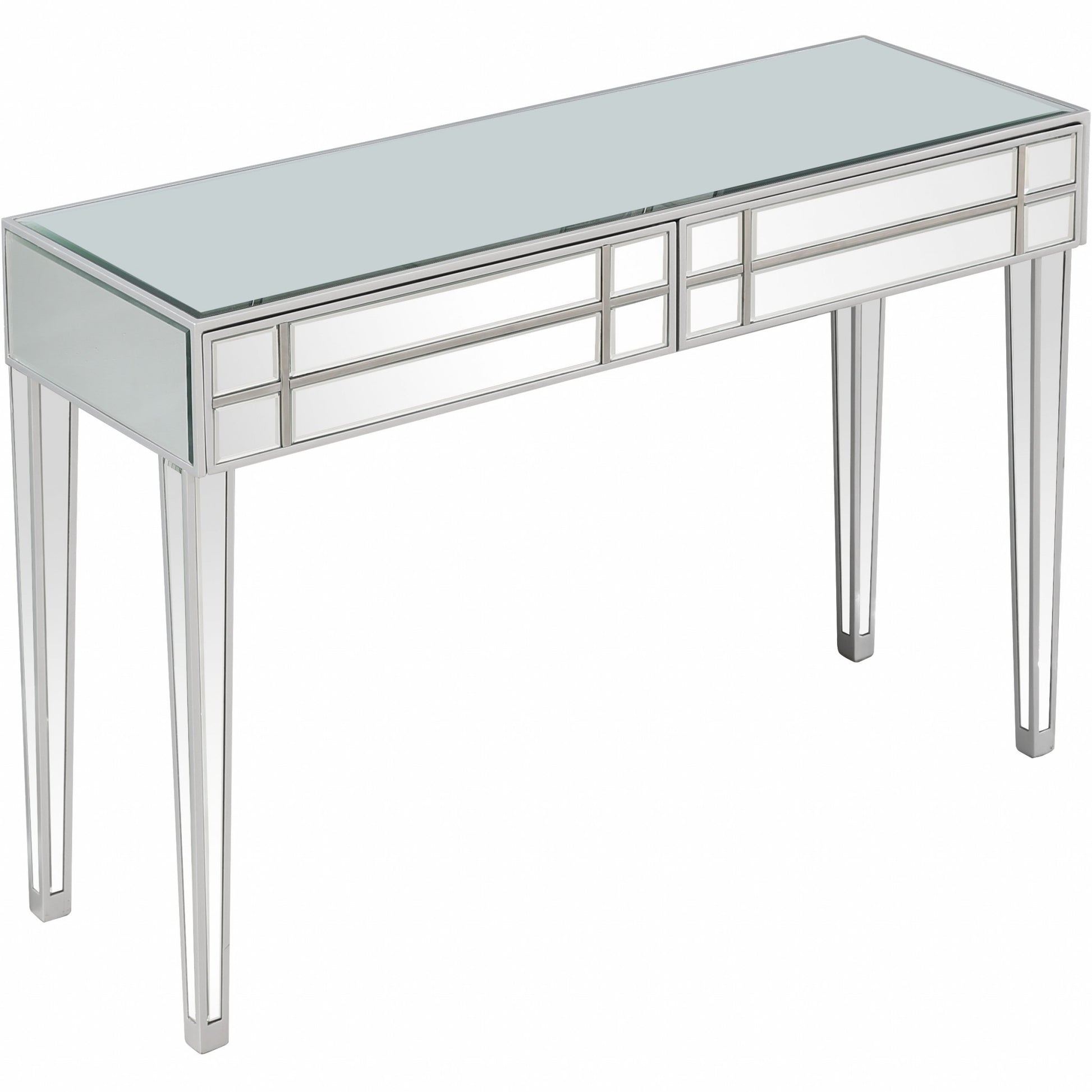 48" Silver Mirrored Glass Console Table-Console Tables-DECOROLALA