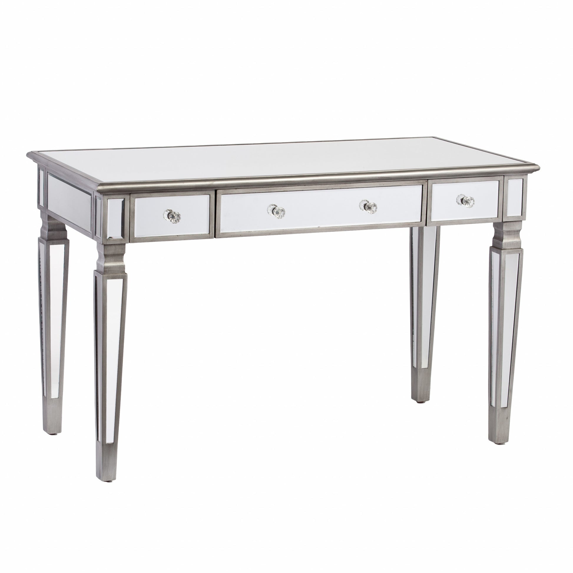 48" Silver Mirrored With Three Drawers-Desks-DECOROLALA