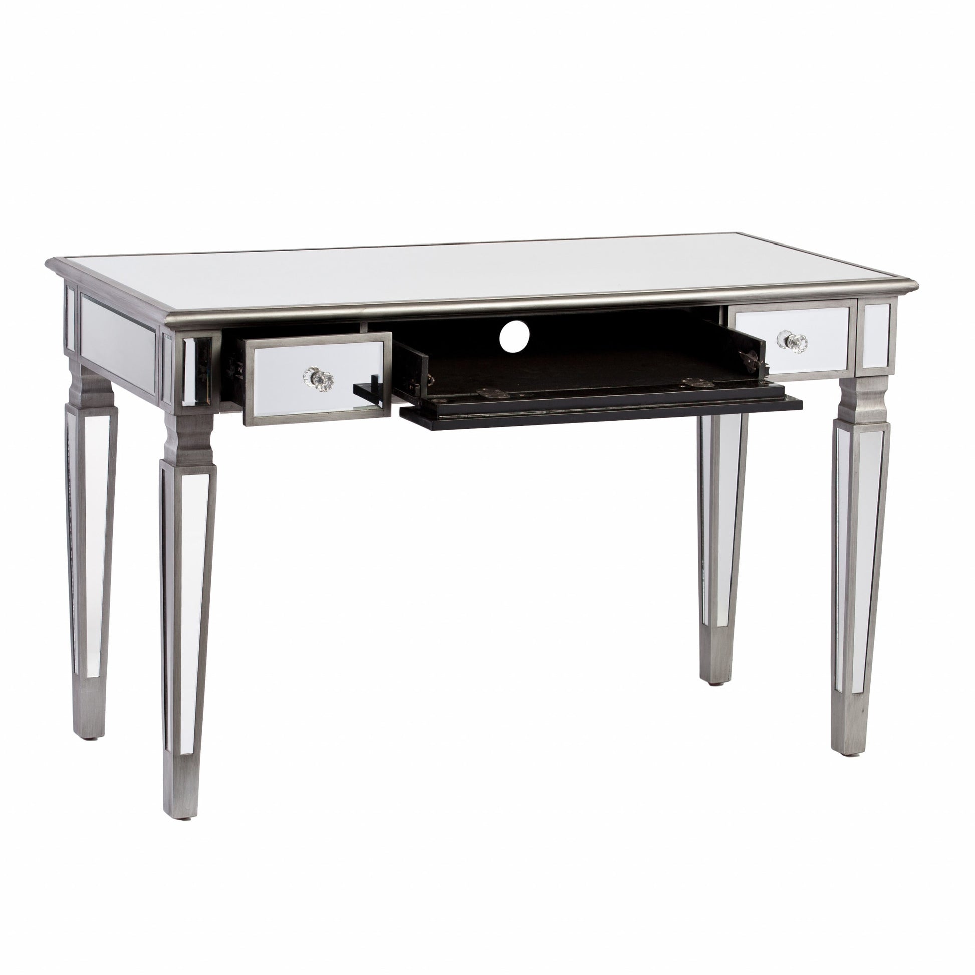 48" Silver Mirrored With Three Drawers-Desks-DECOROLALA