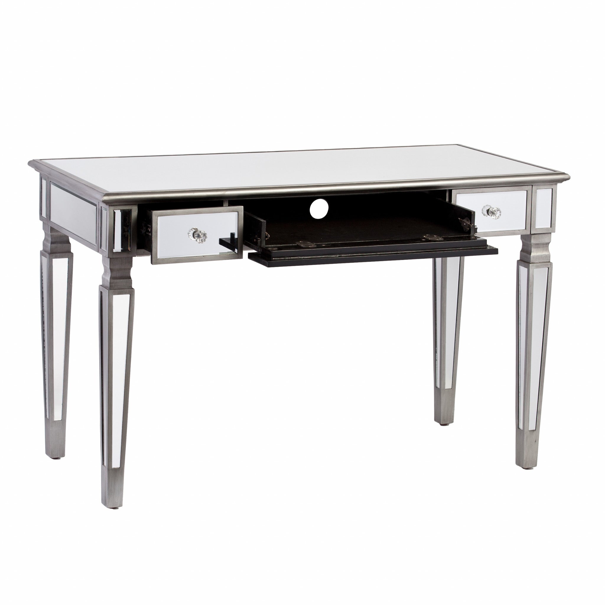 48" Silver Mirrored With Three Drawers-Desks-DECOROLALA