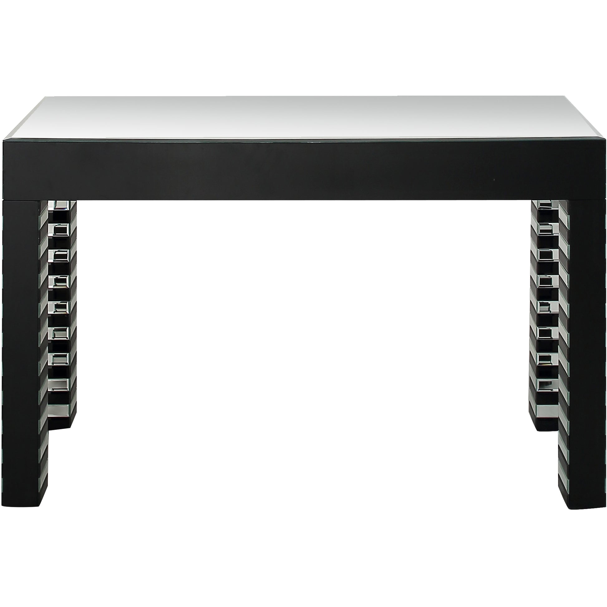48" Silver and Black Mirrored Glass Console Table-Console Tables-DECOROLALA