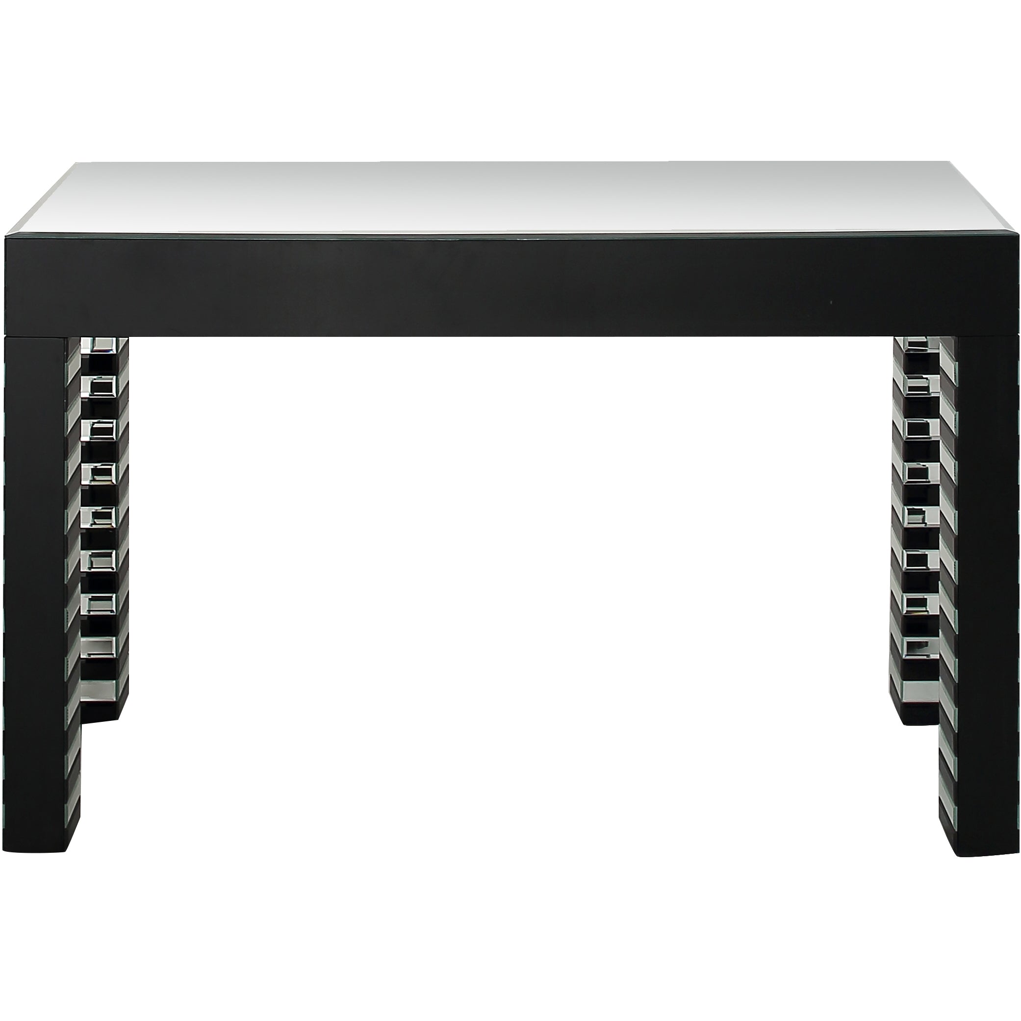 48" Silver and Black Mirrored Glass Console Table-Console Tables-DECOROLALA