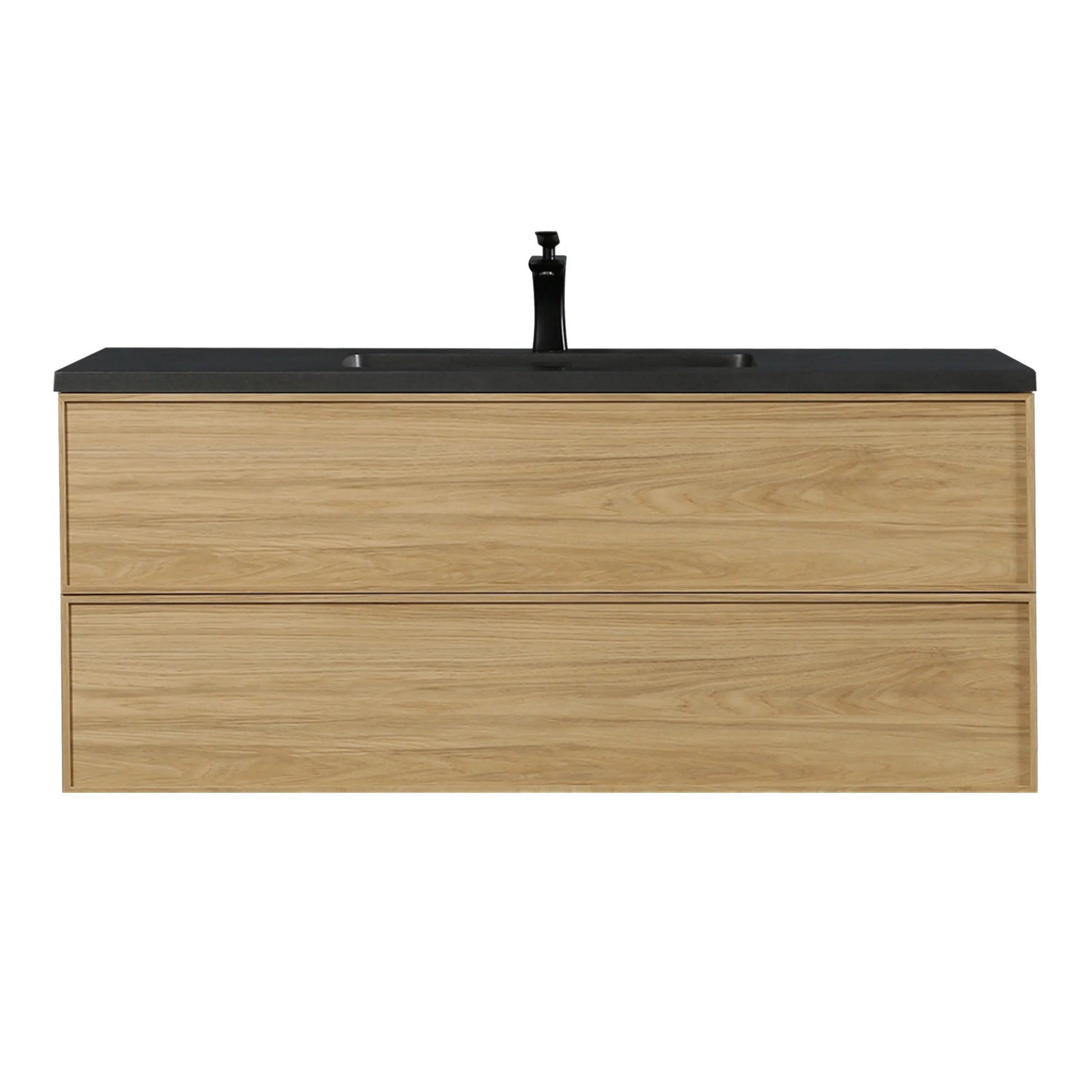 48" Sunset Walnut Wall Mount Bathroom Vanity with Black Engineered Quartz Countertop-Migration_Bathroom Vanities-DECOROLALA