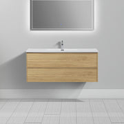 48" Sunset Walnut Wall Mount Bathroom Vanity with White Polymarble Countertop-Migration_Bathroom Vanities-DECOROLALA