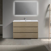 48" Taupe Oak Freestanding Vanity with White Polymarble Countertop