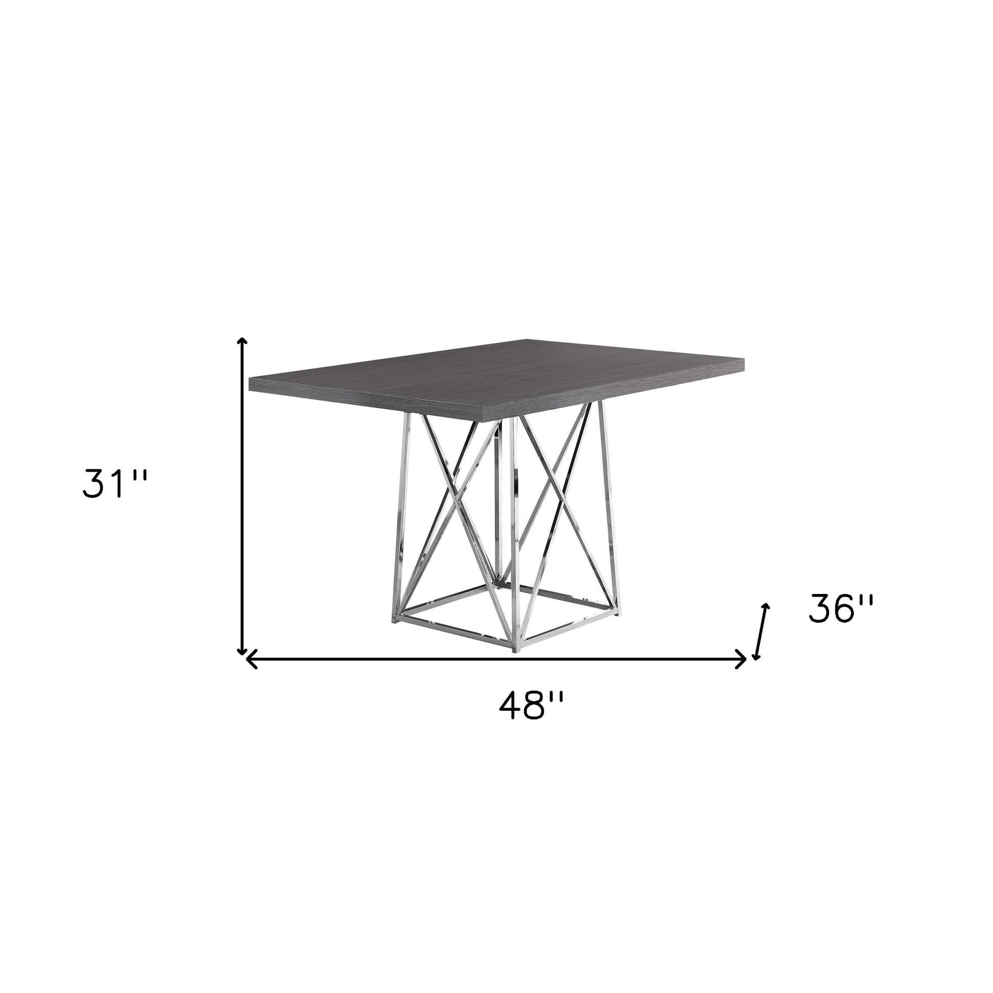 48" Taupe And Silver Metal Dining Table-Dining Tables-DECOROLALA