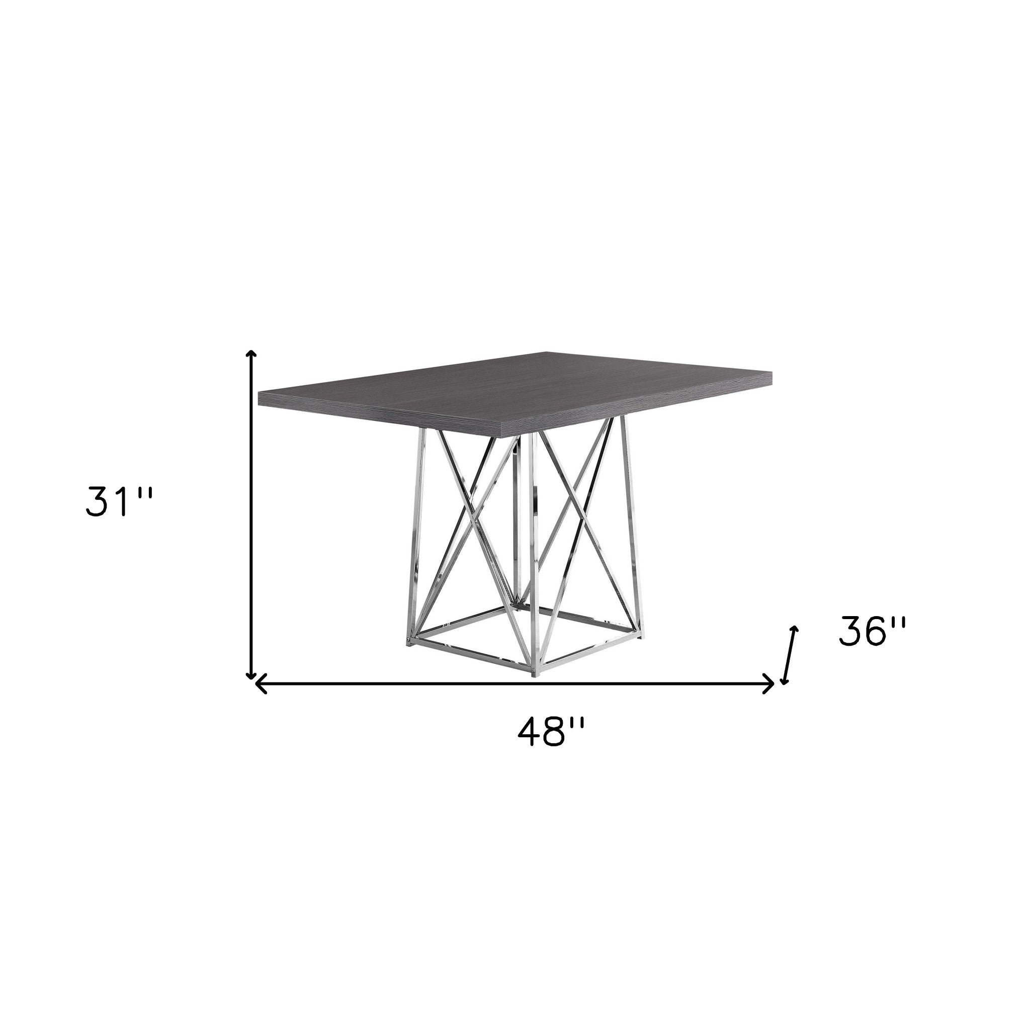 48" Taupe And Silver Metal Dining Table-Dining Tables-DECOROLALA