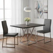 48" Taupe And Silver Metal Dining Table-Dining Tables-DECOROLALA