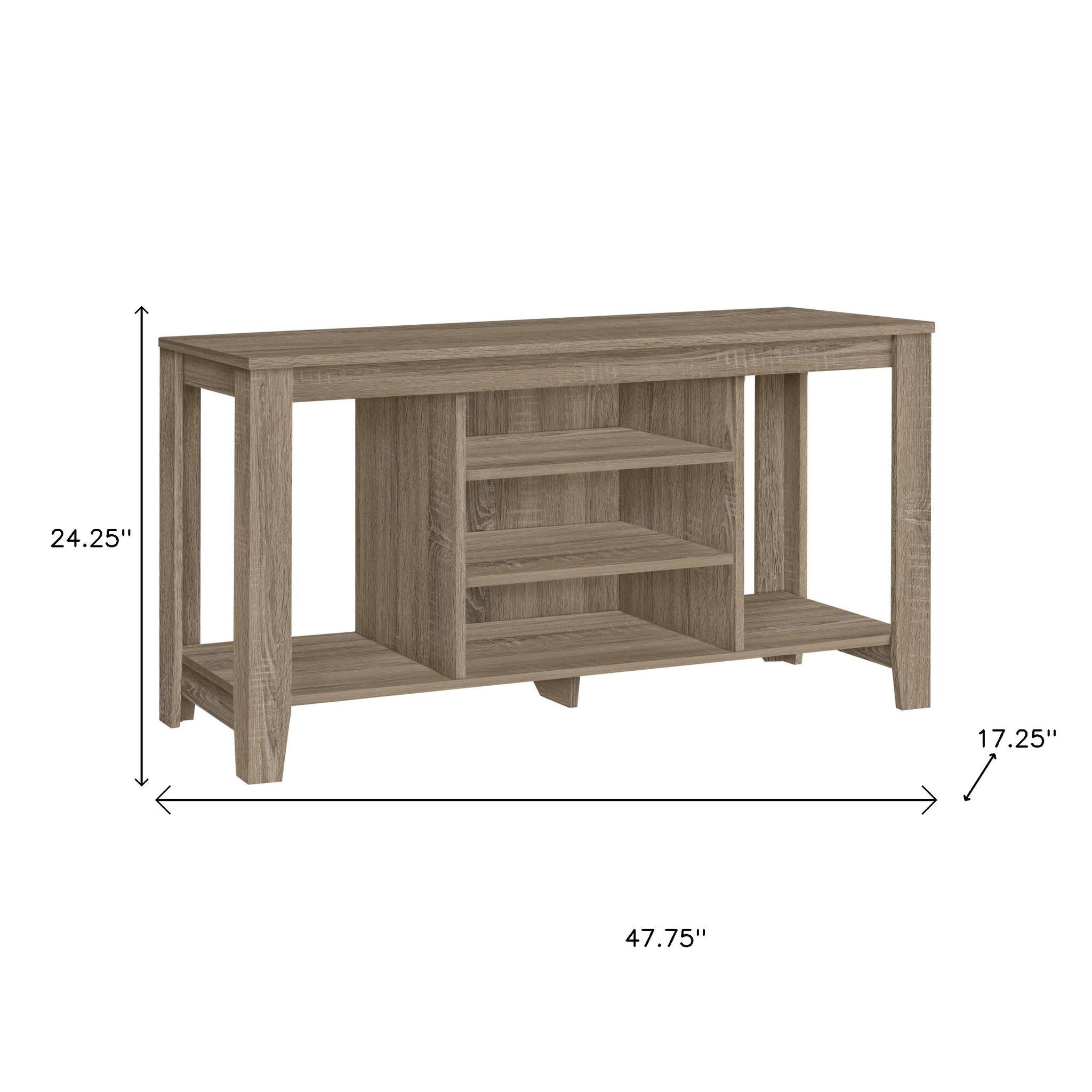 48" Taupe Wood Open Shelving TV Stand-TV Stands-DECOROLALA