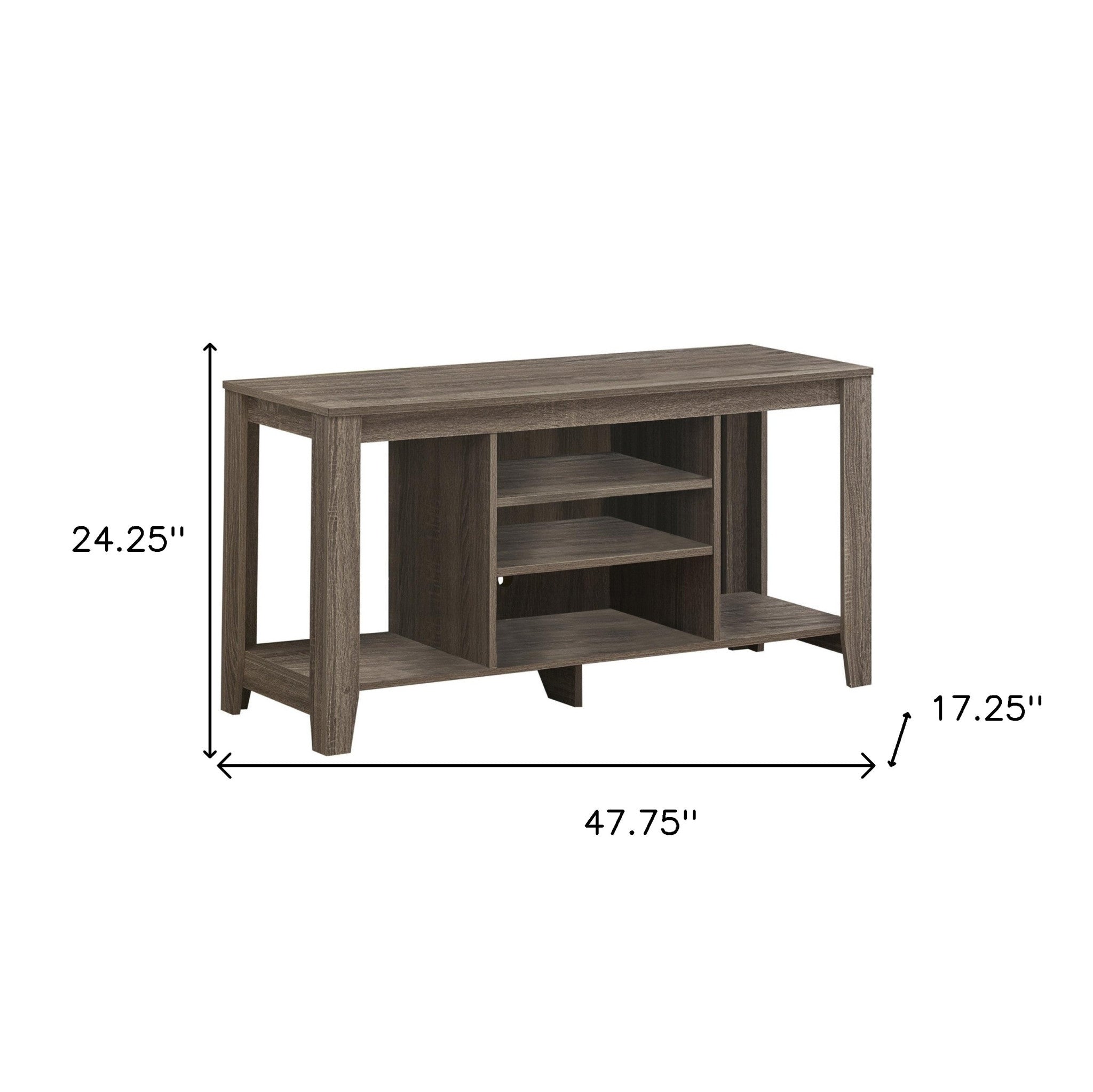 48" Taupe Wood Open Shelving TV Stand-TV Stands-DECOROLALA