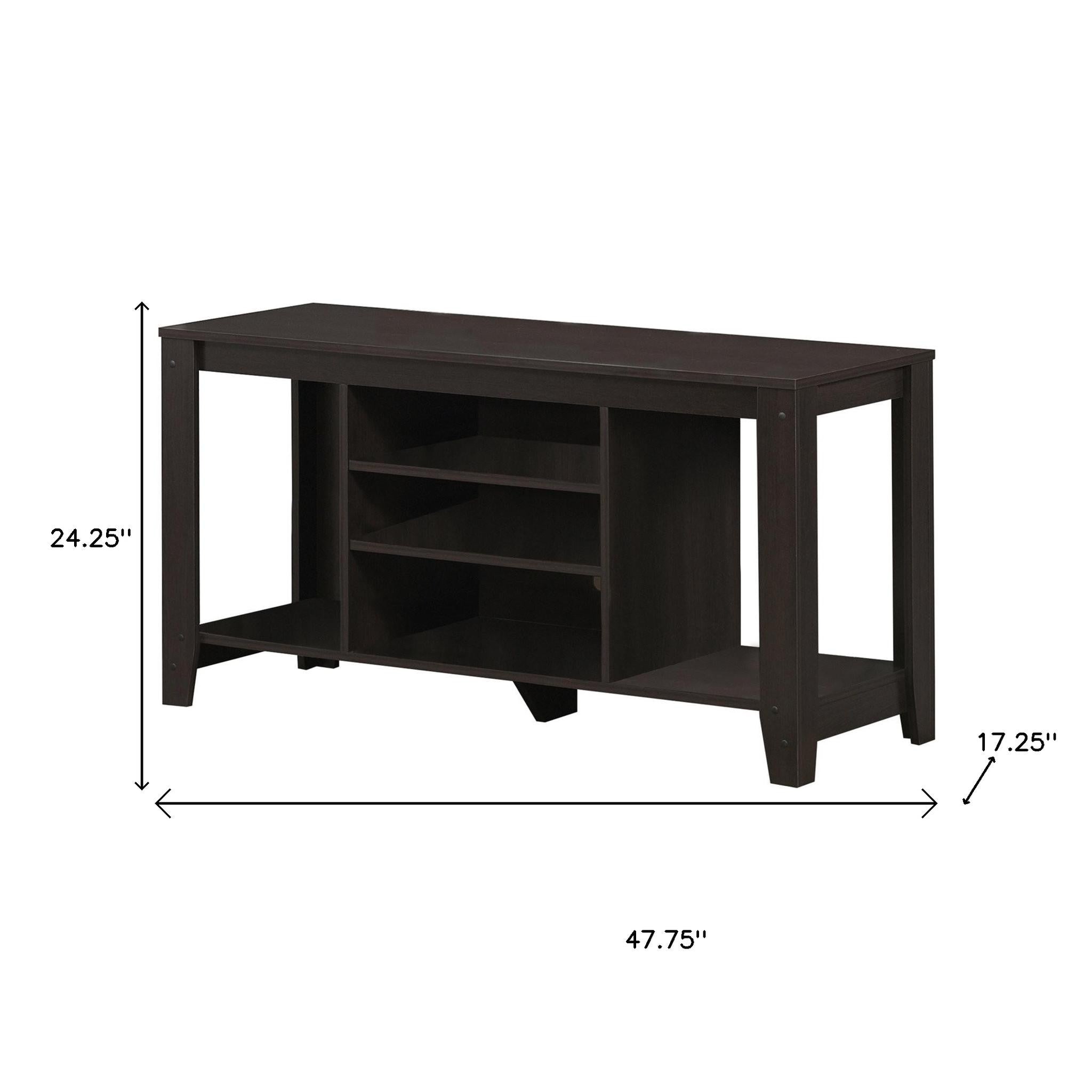 48" Taupe Wood Open Shelving TV Stand-TV Stands-DECOROLALA