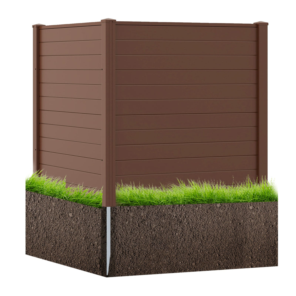 48" W x 48" H Outdoor Privacy Fence Screen Air Conditioner Fence with Galvanized Metal Ground Stakes-Brown-Outdoor Privacy Screens-DECOROLALA