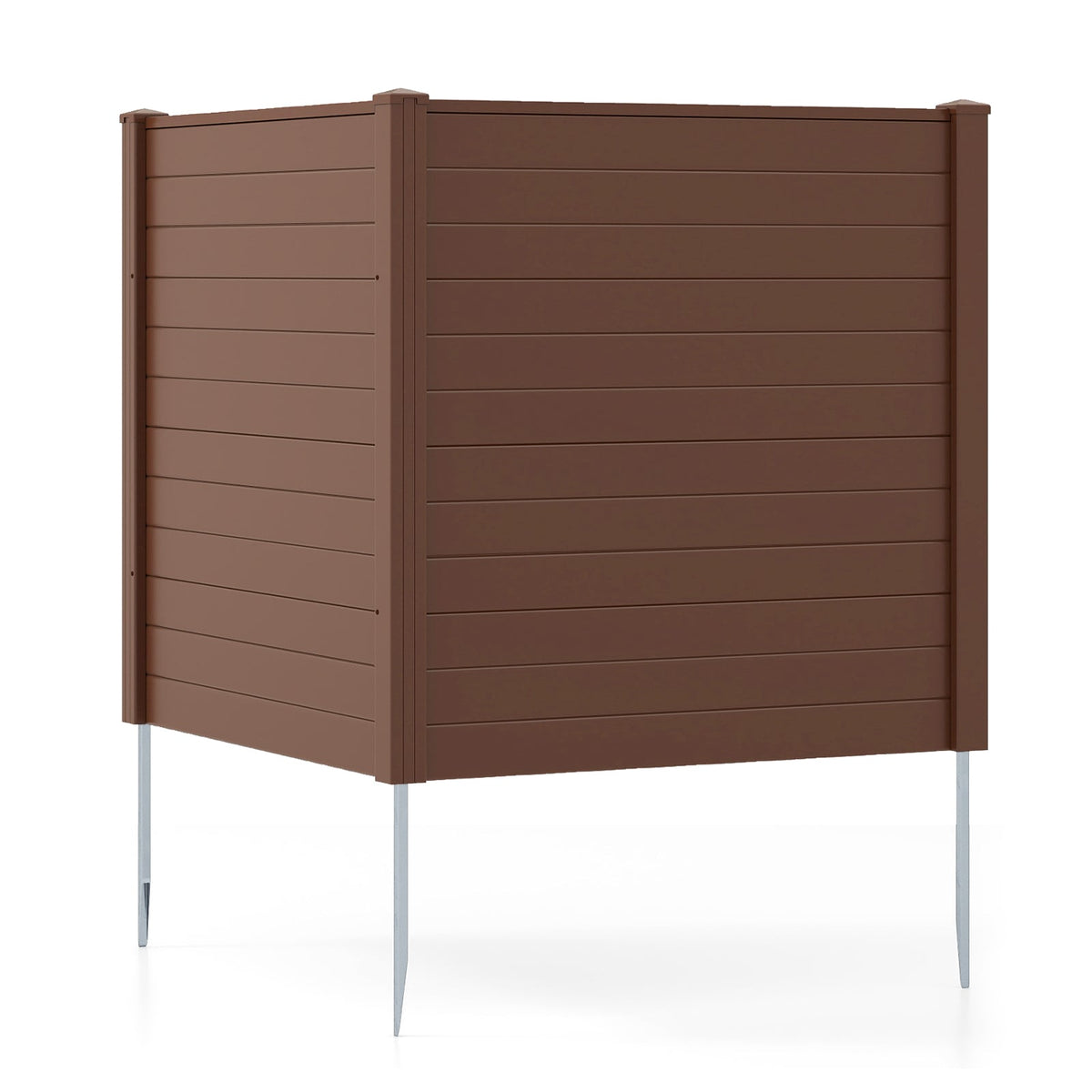 48" W x 48" H Outdoor Privacy Fence Screen Air Conditioner Fence with Galvanized Metal Ground Stakes-Brown-Outdoor Privacy Screens-DECOROLALA