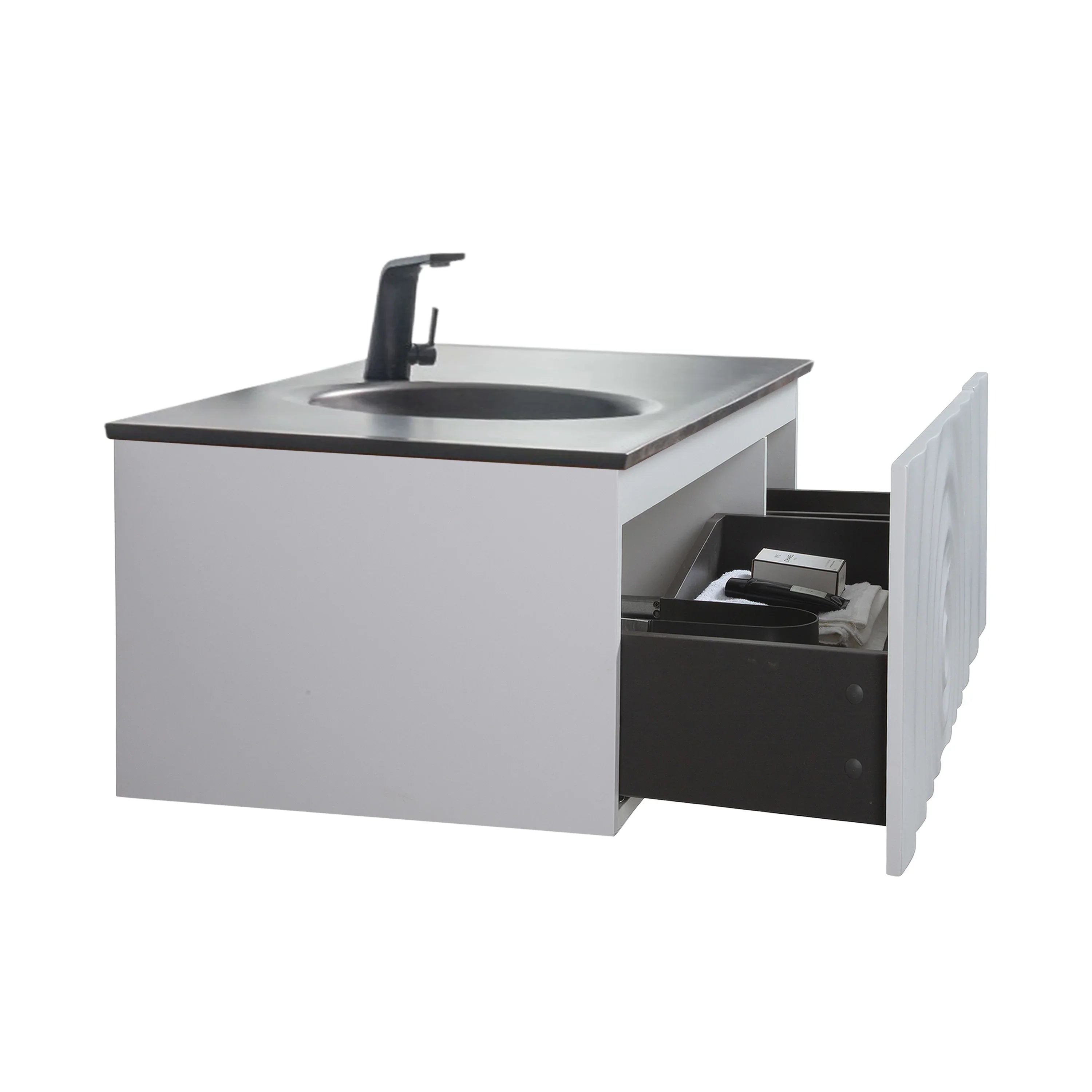 Bundle and Save: 48" Matte White Wall Mount Bathroom Vanity with Mirror and Faucet
