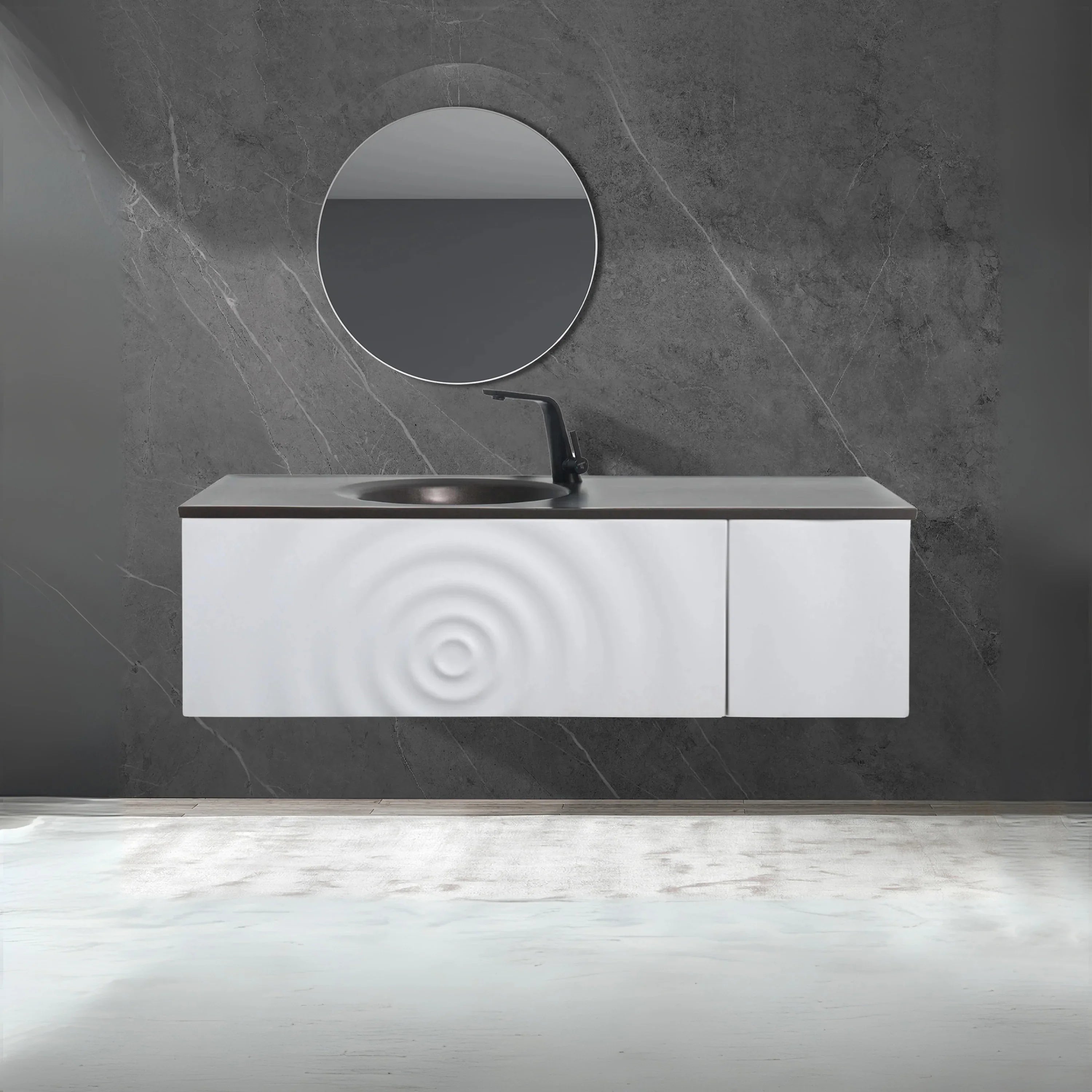 Bundle and Save: 48" Matte White Wall Mount Bathroom Vanity with Mirror and Faucet