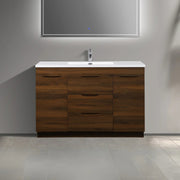48" Walnut Freestanding Bathroom Vanity with White Polymarble Countertop-Migration_Bathroom Vanities-DECOROLALA