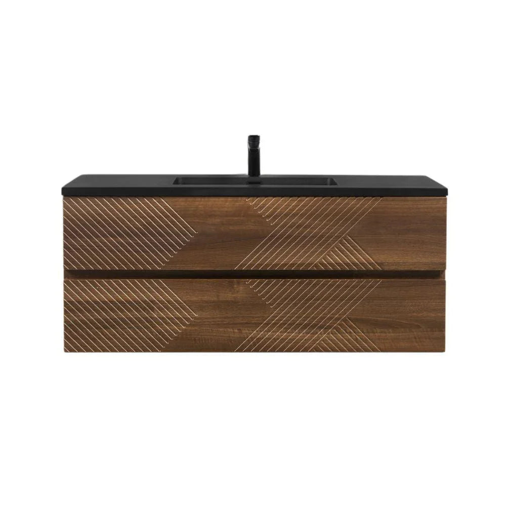 48" Walnut Wall Mount Single Sink Bathroom Vanity with Black Engineered Quartz Countertop-Migration_Bathroom Vanities-DECOROLALA