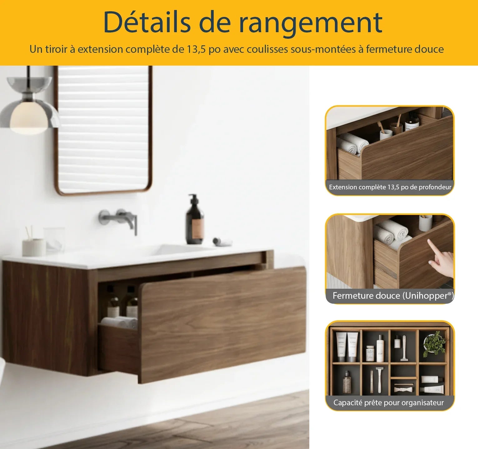 48" Walnut Wall Mount Single Sink Bathroom Vanity with Matte White Solid Surface Countertop-Migration_Bathroom Vanities-DECOROLALA