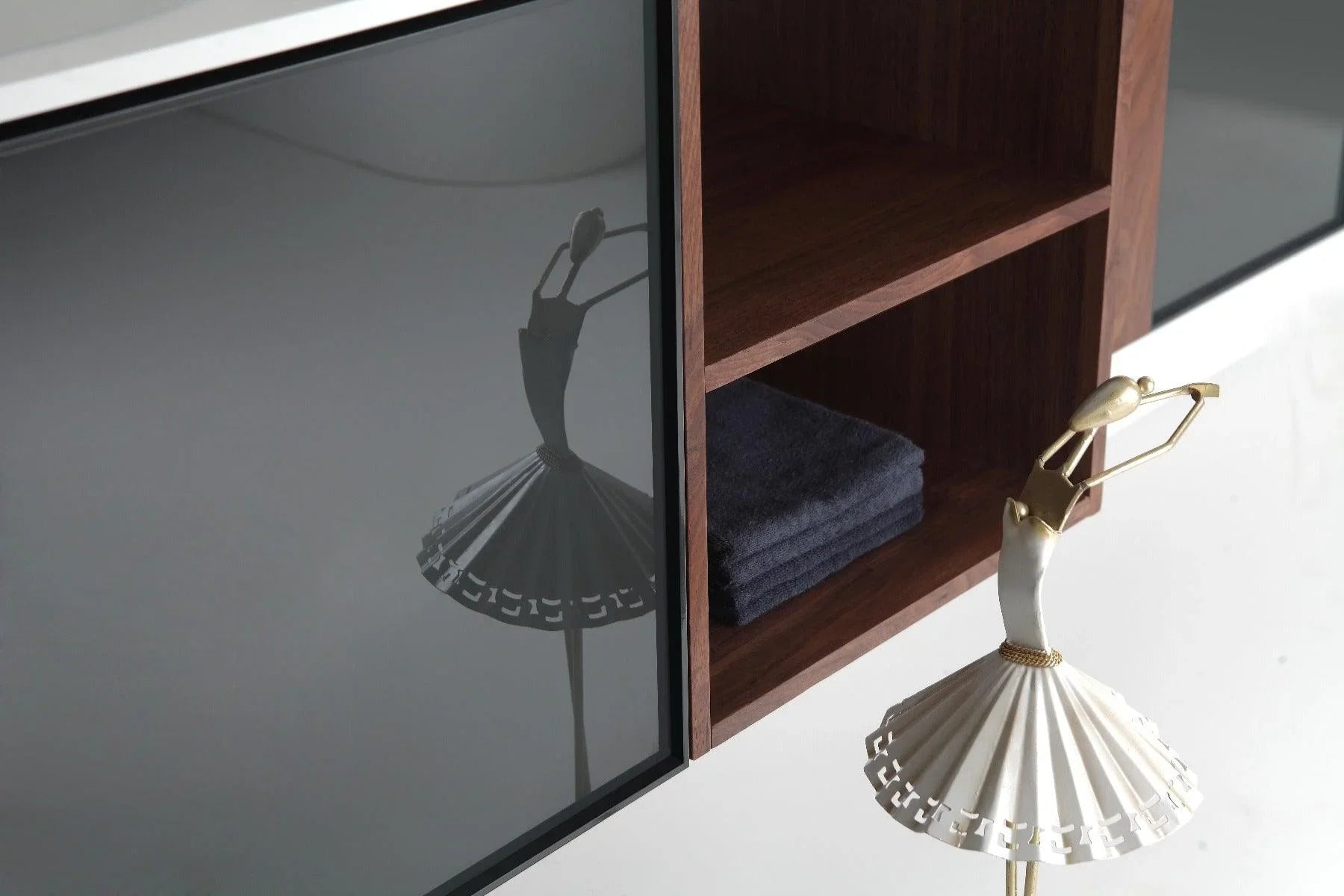 48" Walnut Wall Mount Single Sink Bathroom Vanity with Matte White Solid Surface Countertop-Migration_Bathroom Vanities-DECOROLALA