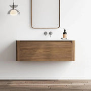 48" Walnut Wall Mount Single Sink Bathroom Vanity with Matte White Solid Surface Countertop-Migration_Bathroom Vanities-DECOROLALA