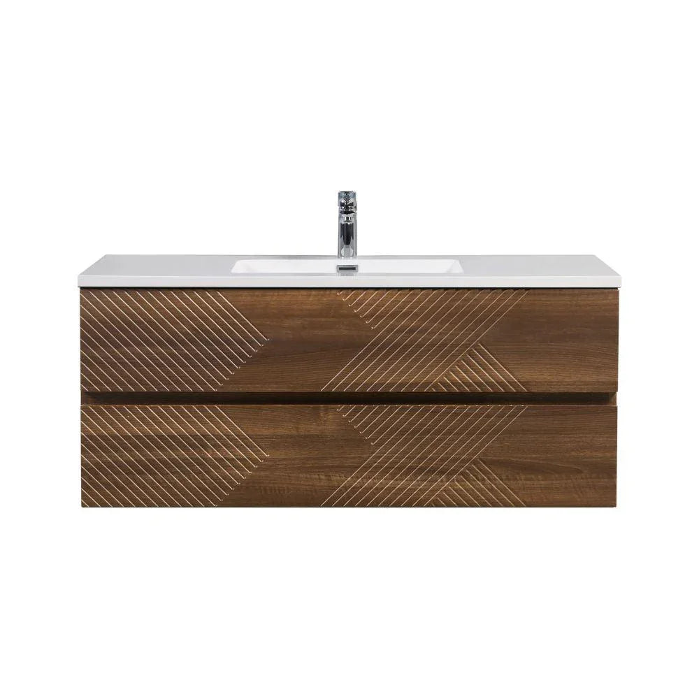 48" Walnut Wall Mount Single Sink Bathroom Vanity with White Polymarble Countertop-Migration_Bathroom Vanities-DECOROLALA