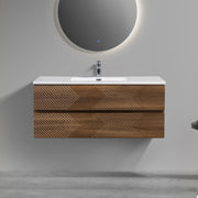 48" Walnut Wall Mount Single Sink Bathroom Vanity with White Polymarble Countertop-Migration_Bathroom Vanities-DECOROLALA
