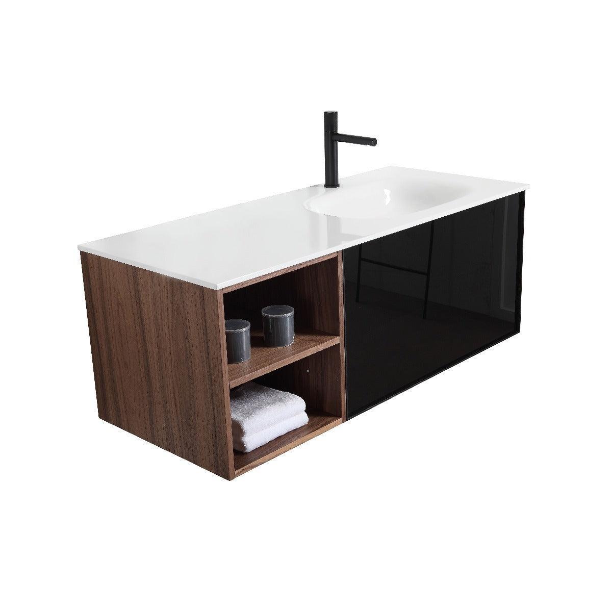 48" Walnut Wall Mount Single Sink Bathroom Vanity with White Solid Surface Countertop-Migration_Bathroom Vanities-DECOROLALA