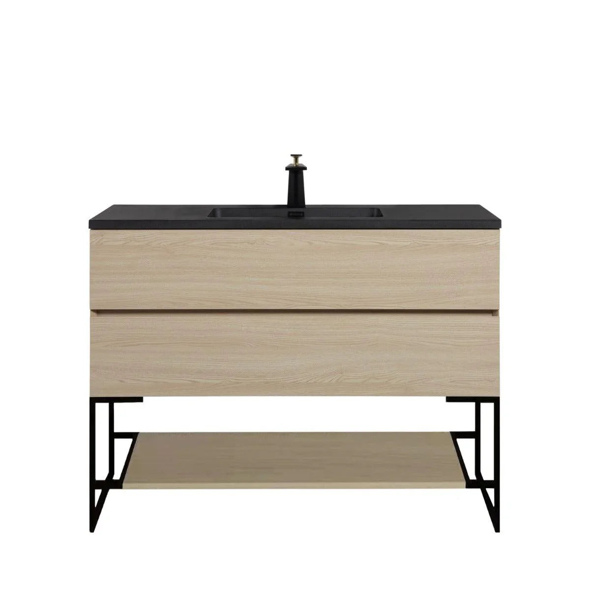 48" Wheat Open Shelf with Matte Black Frame-Migration_Bathroom Vanities-DECOROLALA