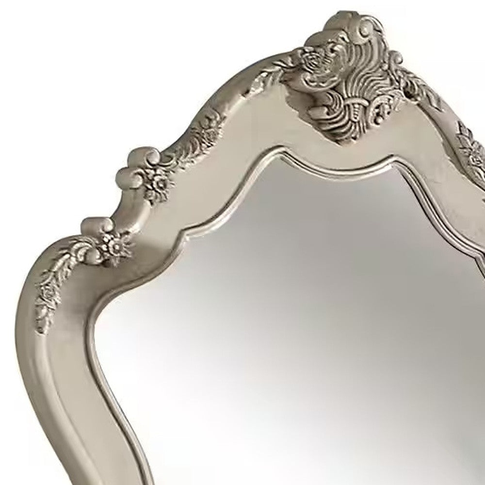 48" White Abstract Wood Framed Mounted Dresser Mirror-Mirrors-DECOROLALA