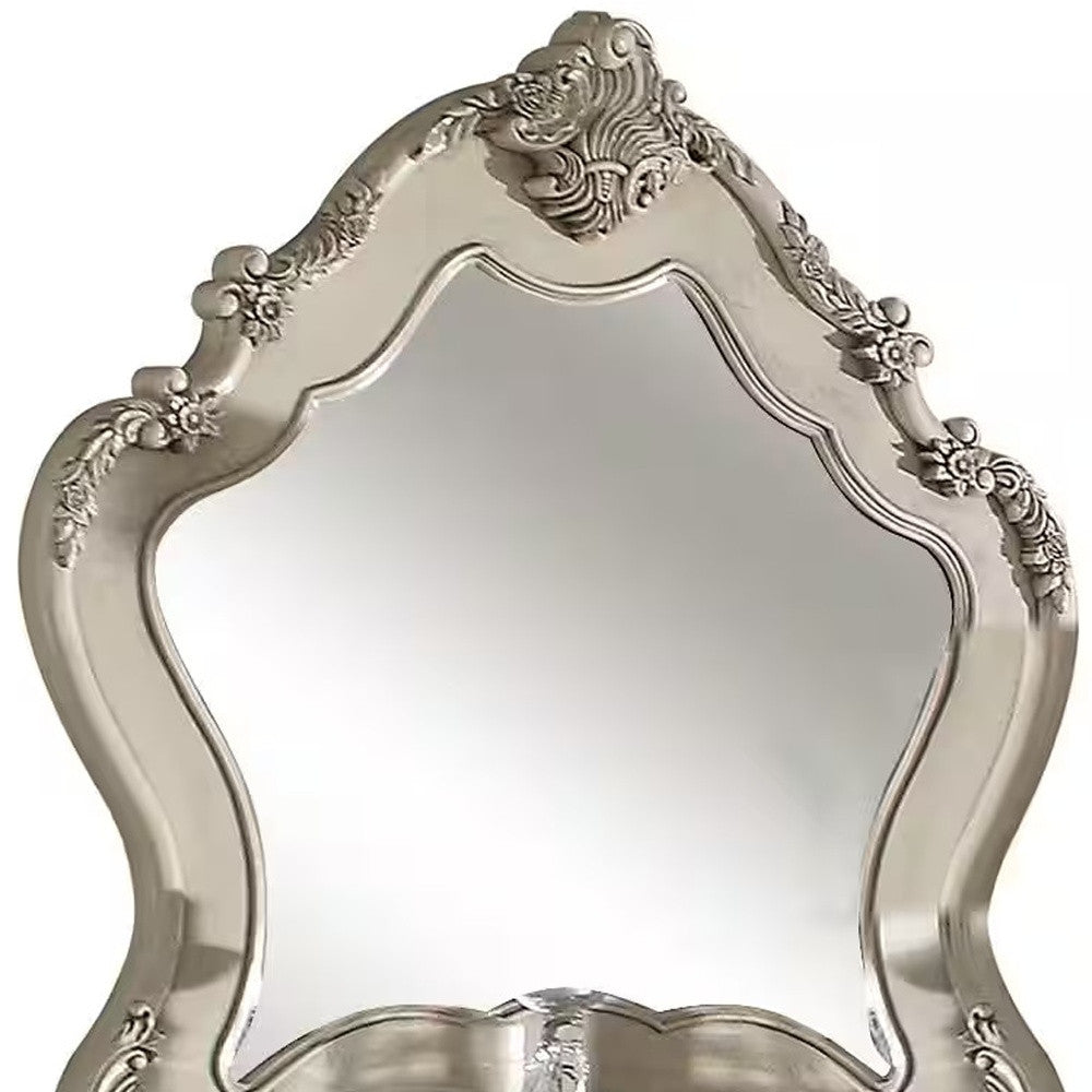 48" White Abstract Wood Framed Mounted Dresser Mirror-Mirrors-DECOROLALA