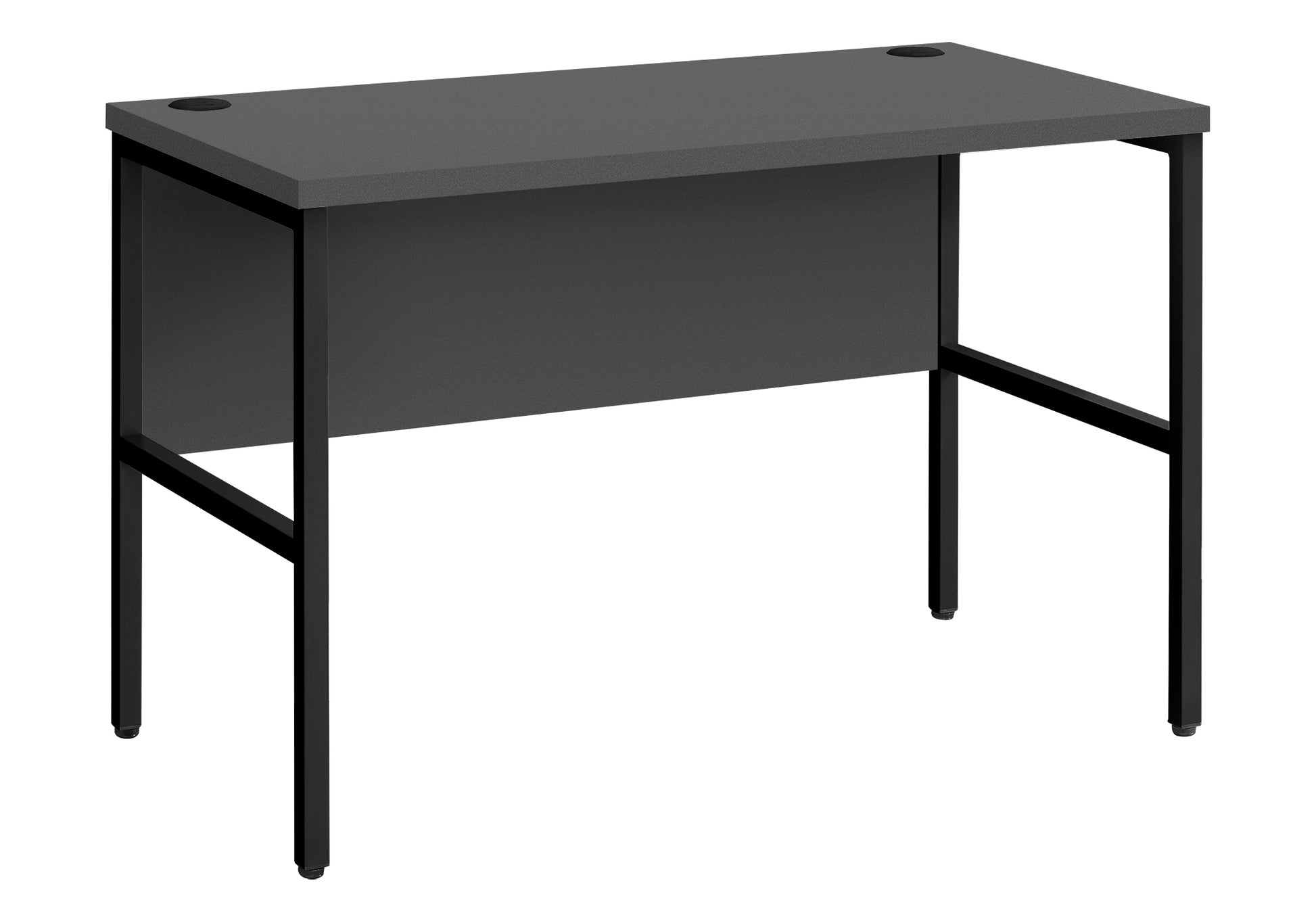 48" White Computer Desk with Silver Metal Legs-Hutch-DECOROLALA