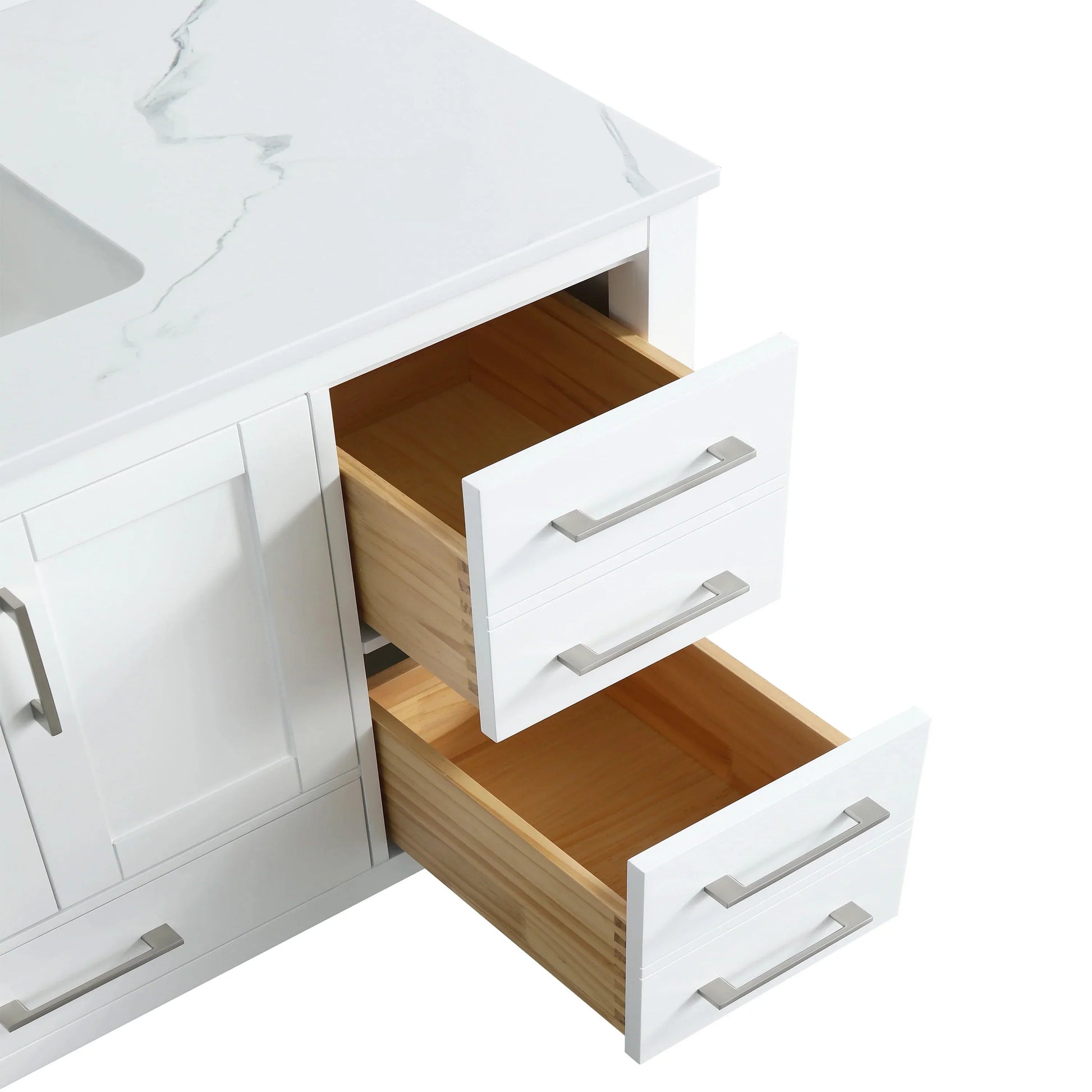 48" White Freestanding Bathroom Vanity with Engineered Calcutta Marble Countertop-Migration_Bathroom Vanities-DECOROLALA