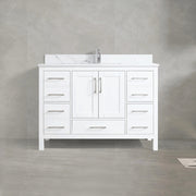 48" White Freestanding Bathroom Vanity with Engineered Calcutta Marble Countertop-Migration_Bathroom Vanities-DECOROLALA