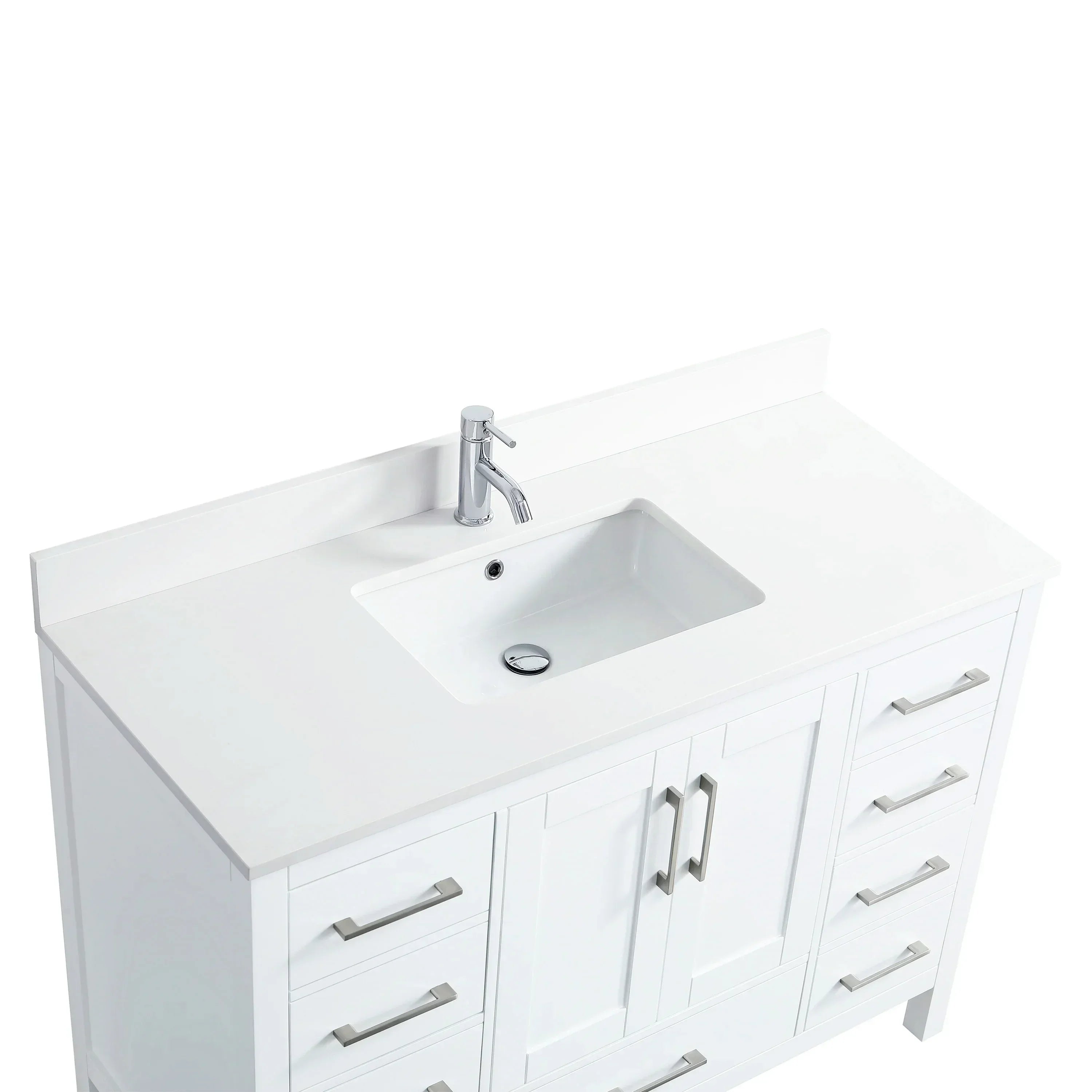 48" White Freestanding Bathroom Vanity with Snow White Quartz Countertop-Migration_Bathroom Vanities-DECOROLALA