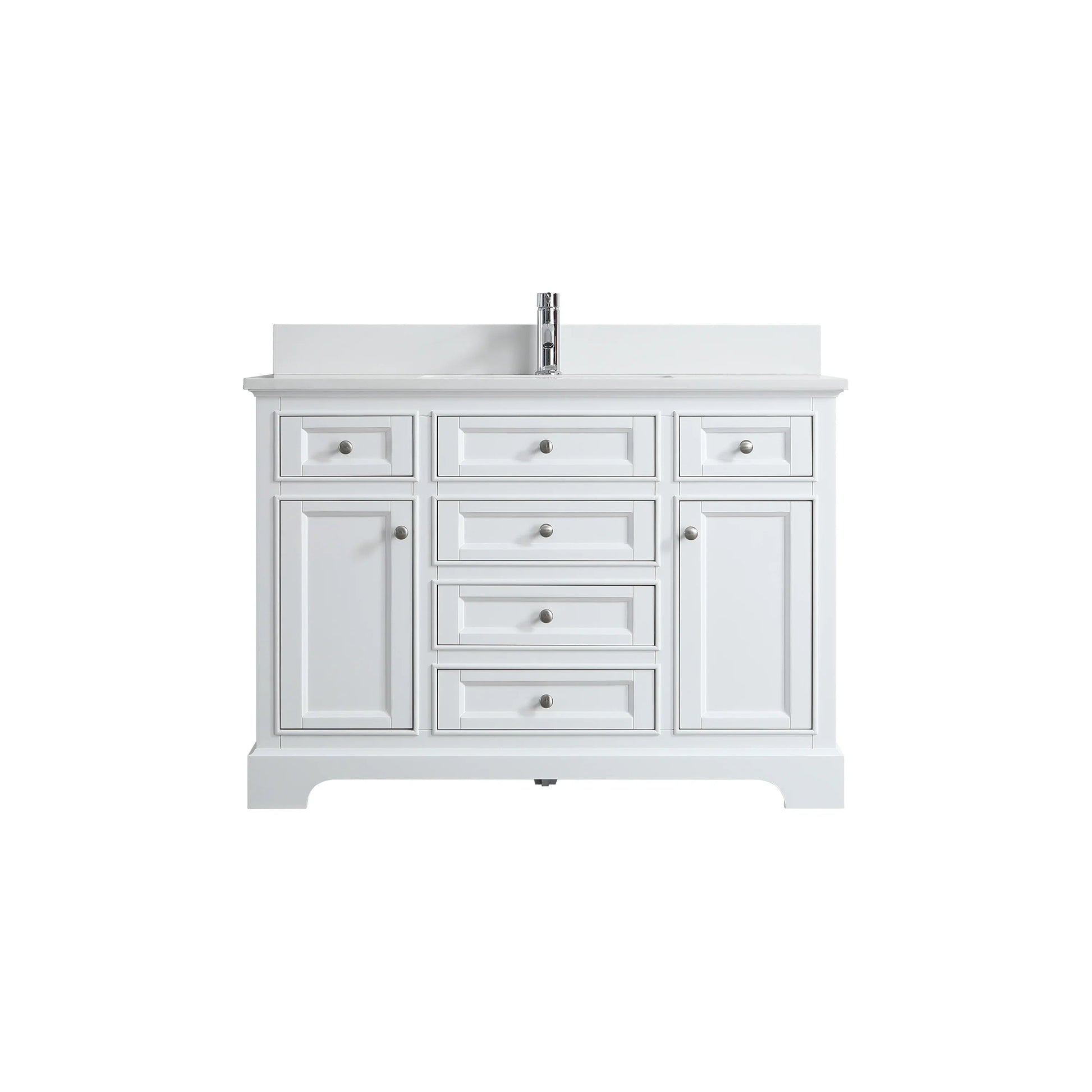 48" White Freestanding Bathroom Vanity with Solid White Quartz Countertop-Migration_Bathroom Vanities-DECOROLALA