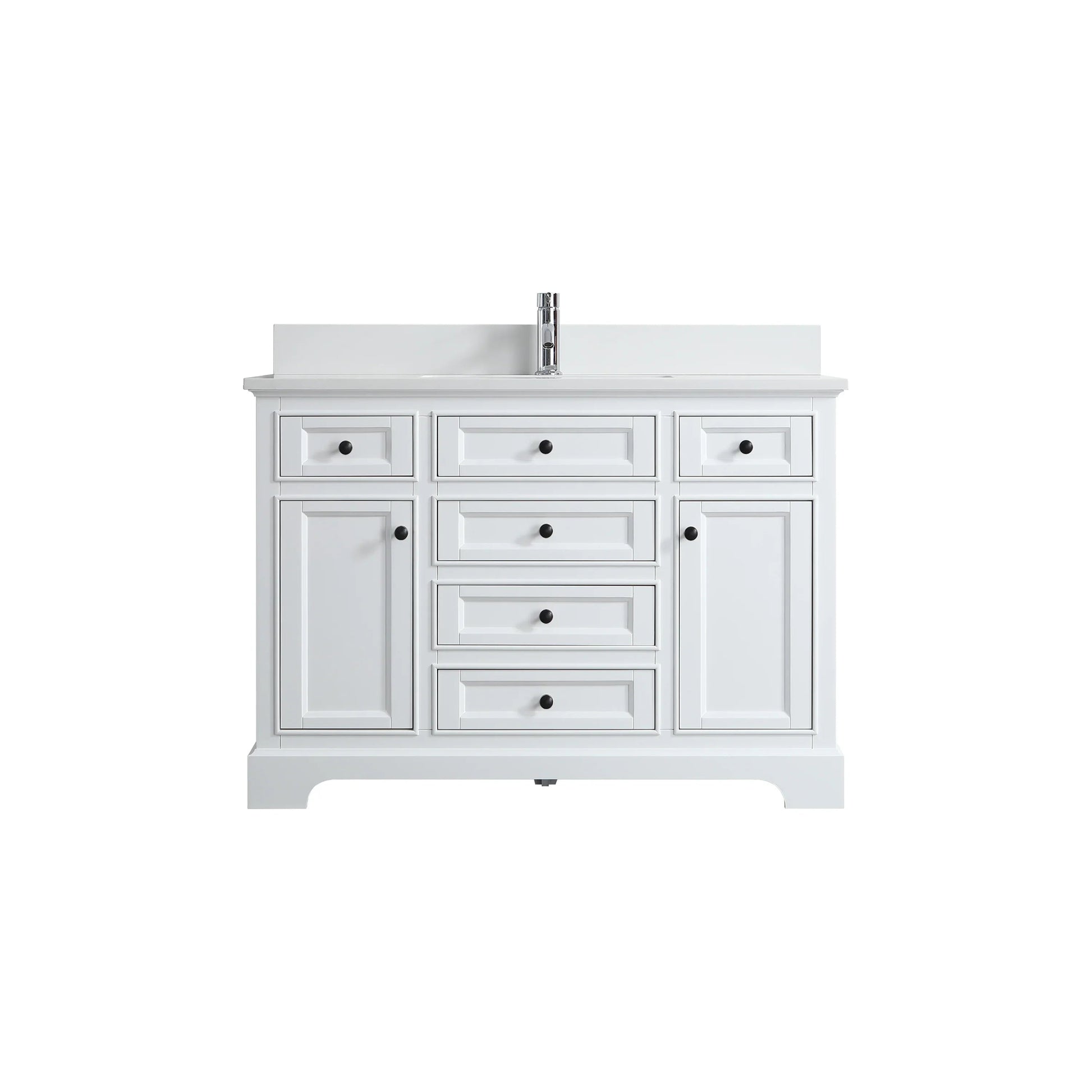 48" White Freestanding Bathroom Vanity with Solid White Quartz Countertop-Migration_Bathroom Vanities-DECOROLALA