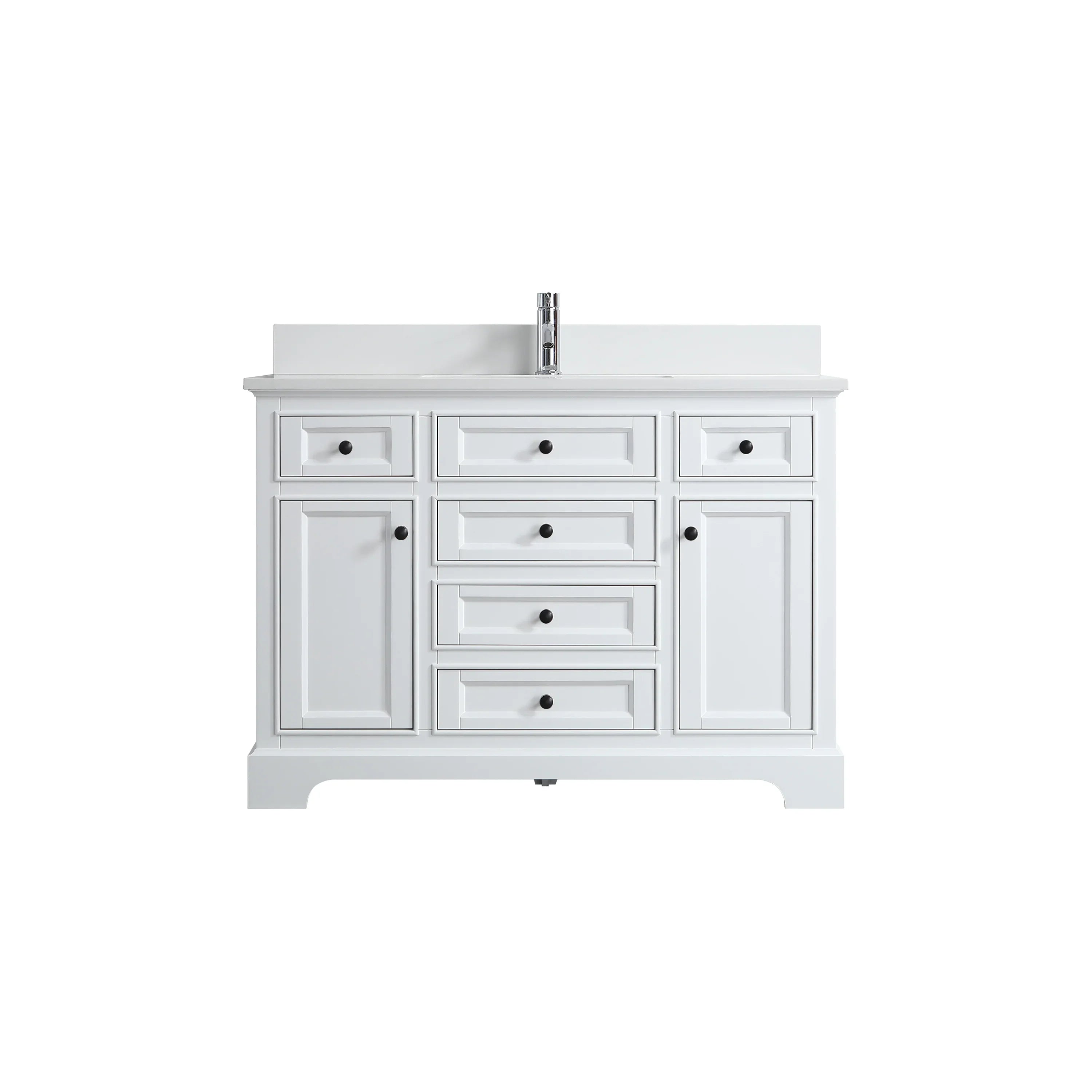 48" White Freestanding Bathroom Vanity with Solid White Quartz Countertop-Migration_Bathroom Vanities-DECOROLALA