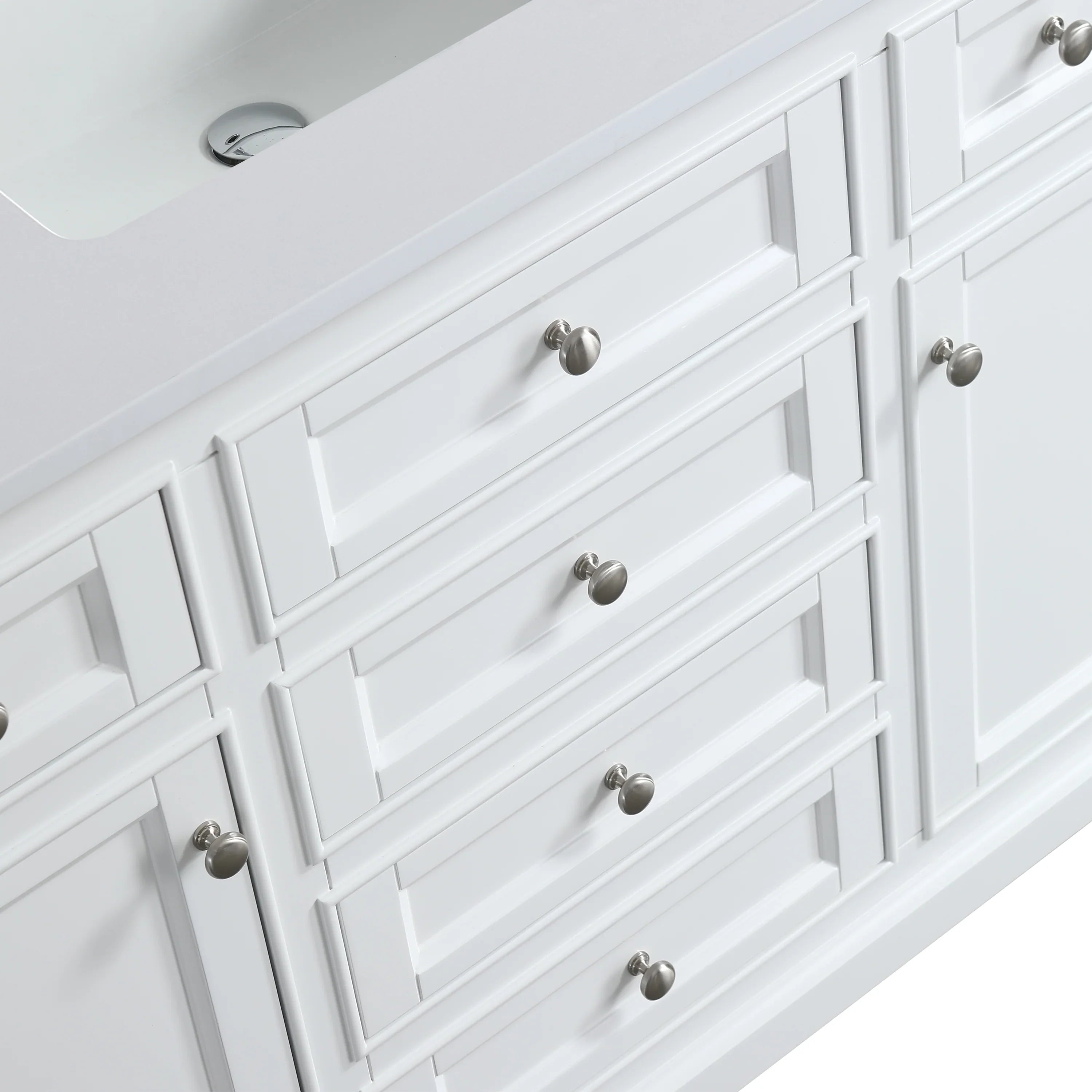 48" White Freestanding Bathroom Vanity with Solid White Quartz Countertop-Migration_Bathroom Vanities-DECOROLALA